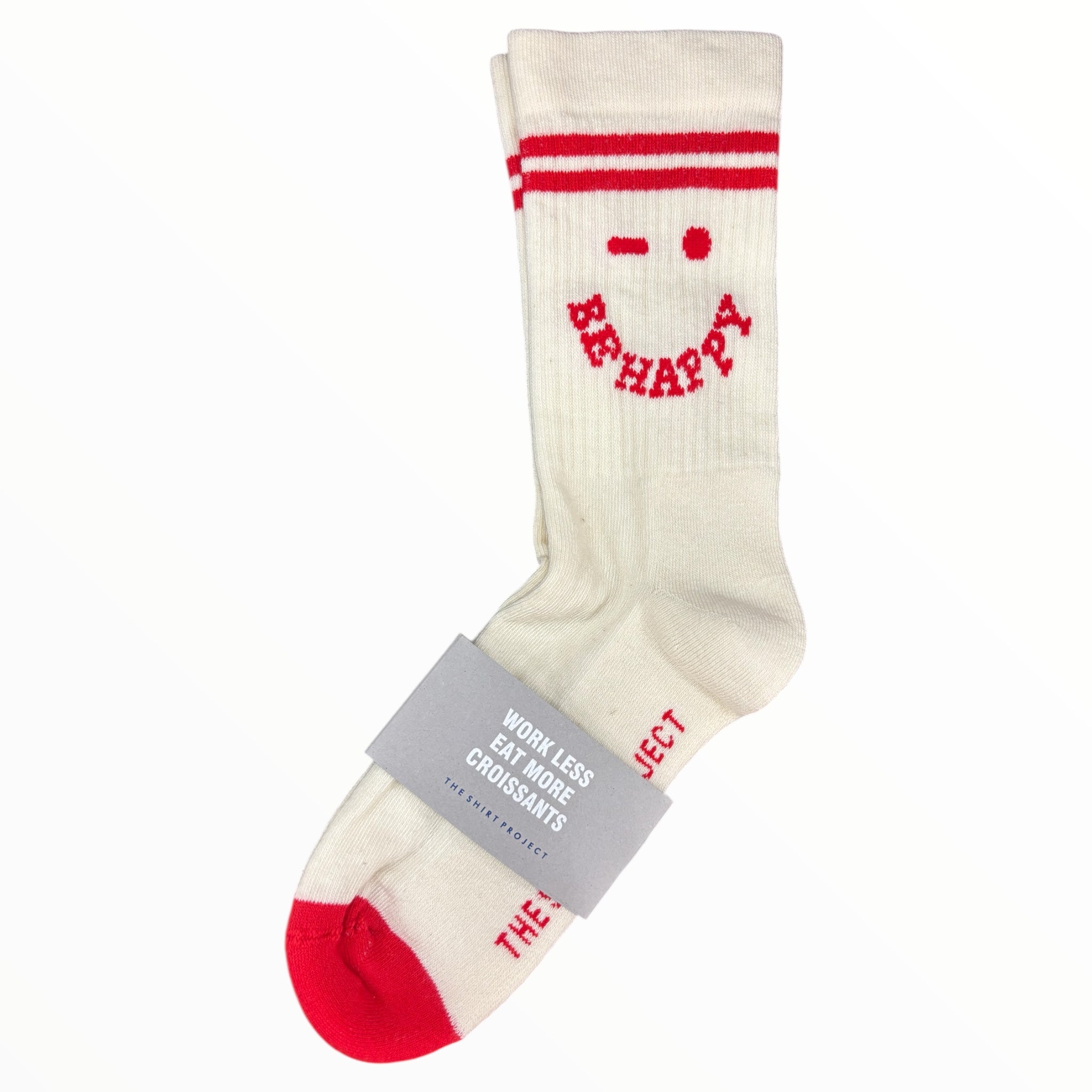 Socken BE HAPPY soft white/red  - The Shirt Project