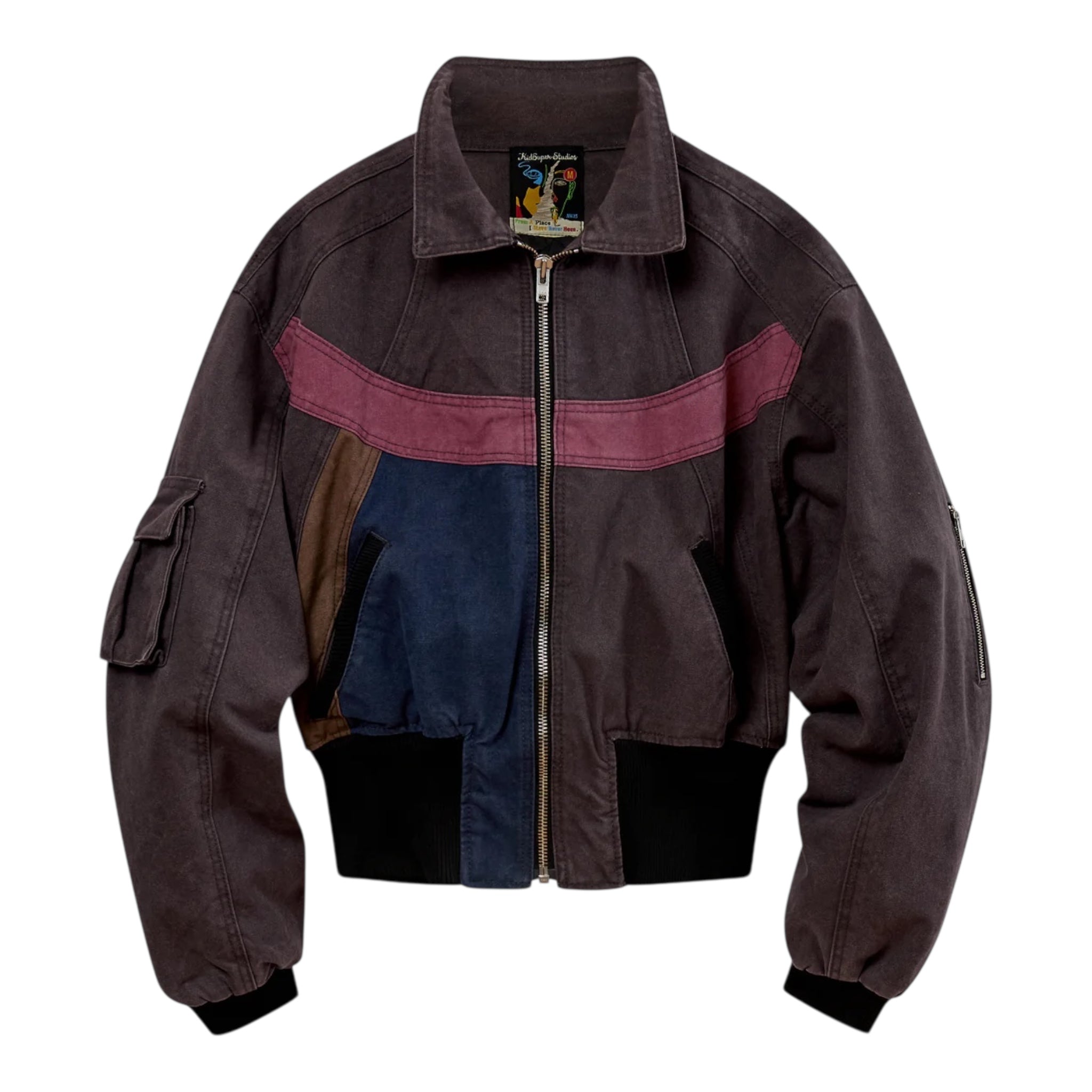 Cropped Canvas Bomber Jacket Brown - KidSuper