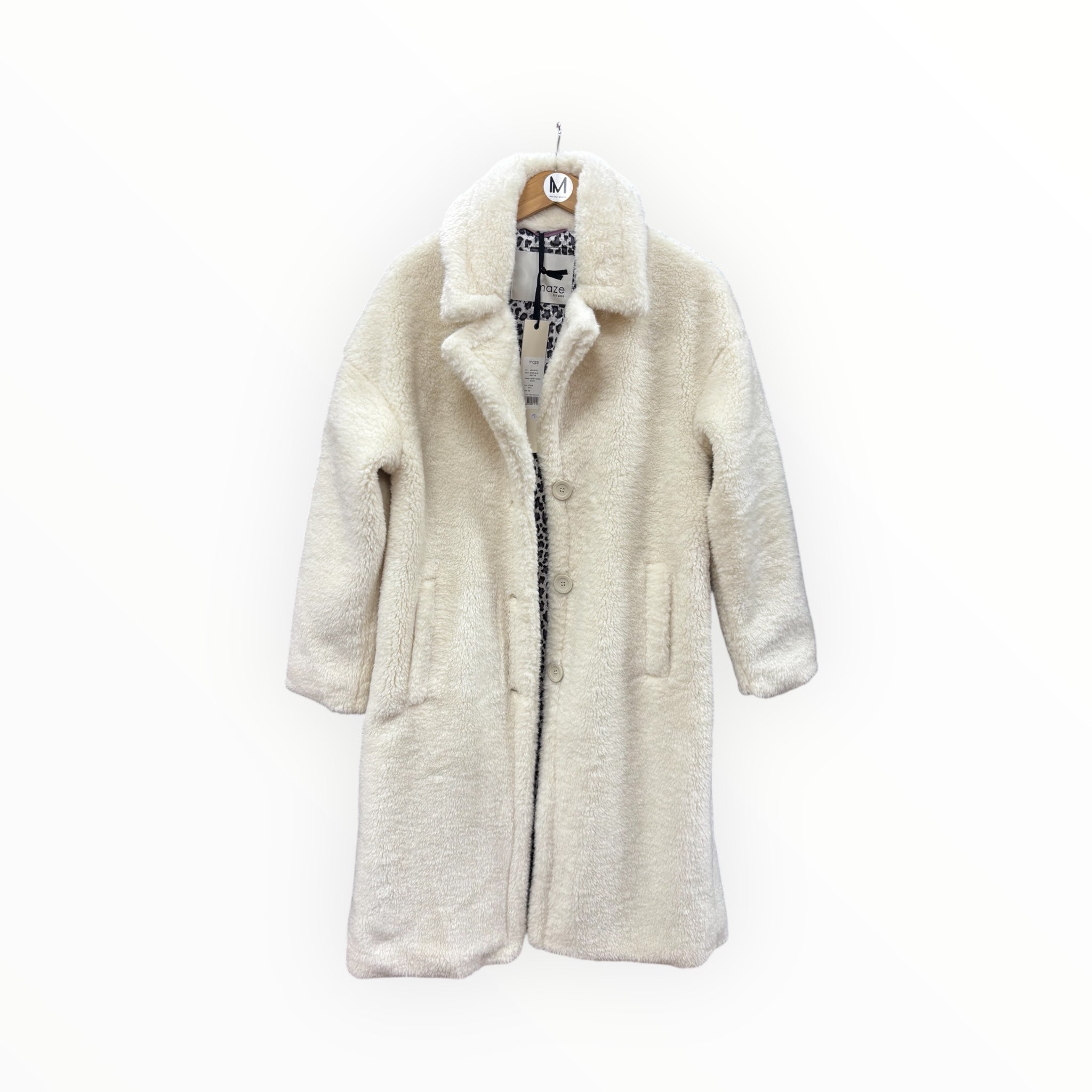 COAT FAKE LAMB FUR Ecru  - maze