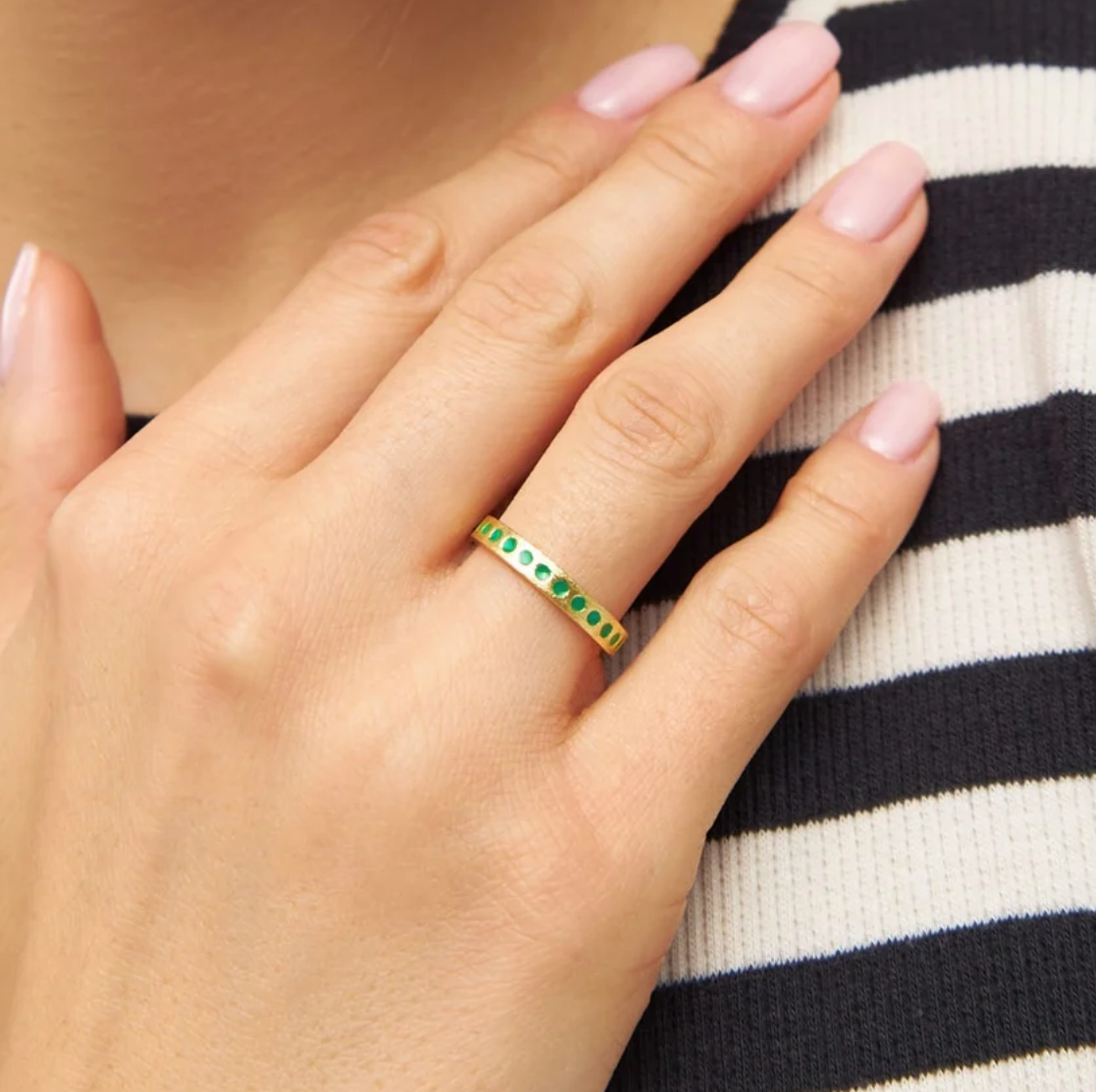Pattern Ring vergoldet light green- LULU
