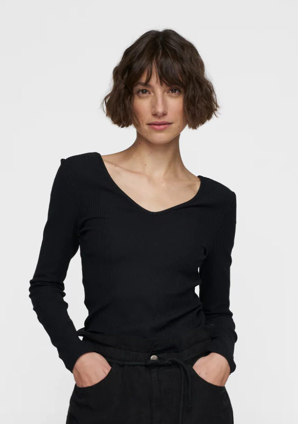 V Neck Longsleeeve black - 10DAYS