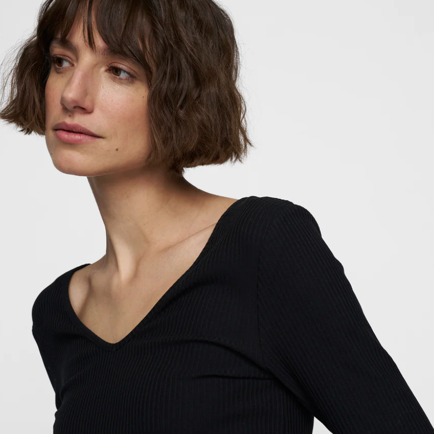 V Neck Longsleeeve black - 10DAYS