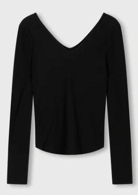 V Neck Longsleeeve black - 10DAYS