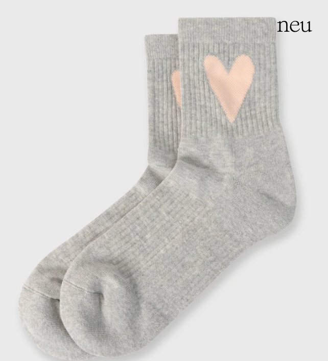 Socks heart light grey melee + bright raspberry  10DAYS