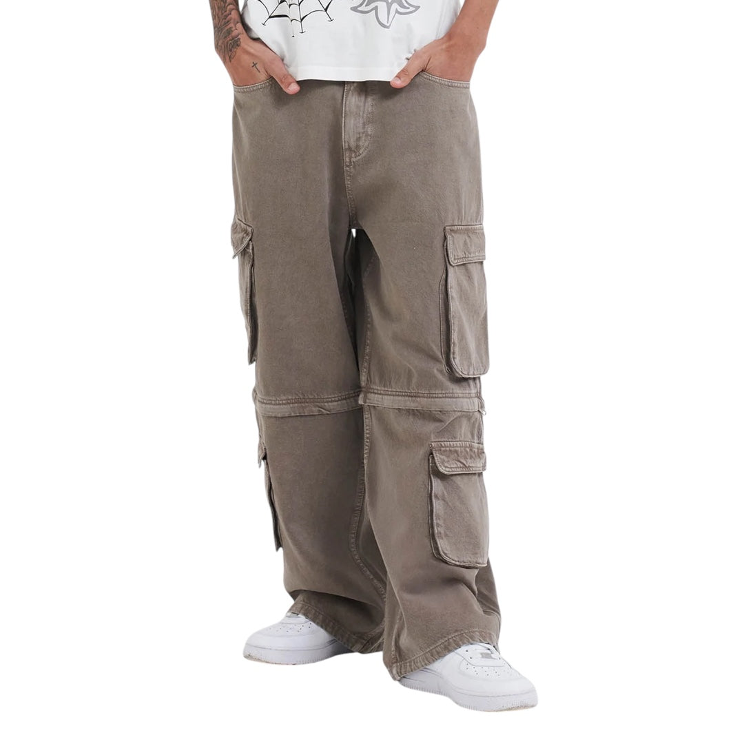 Ed Hardy Drag Denim Cargo With Removable Legs Beige Front