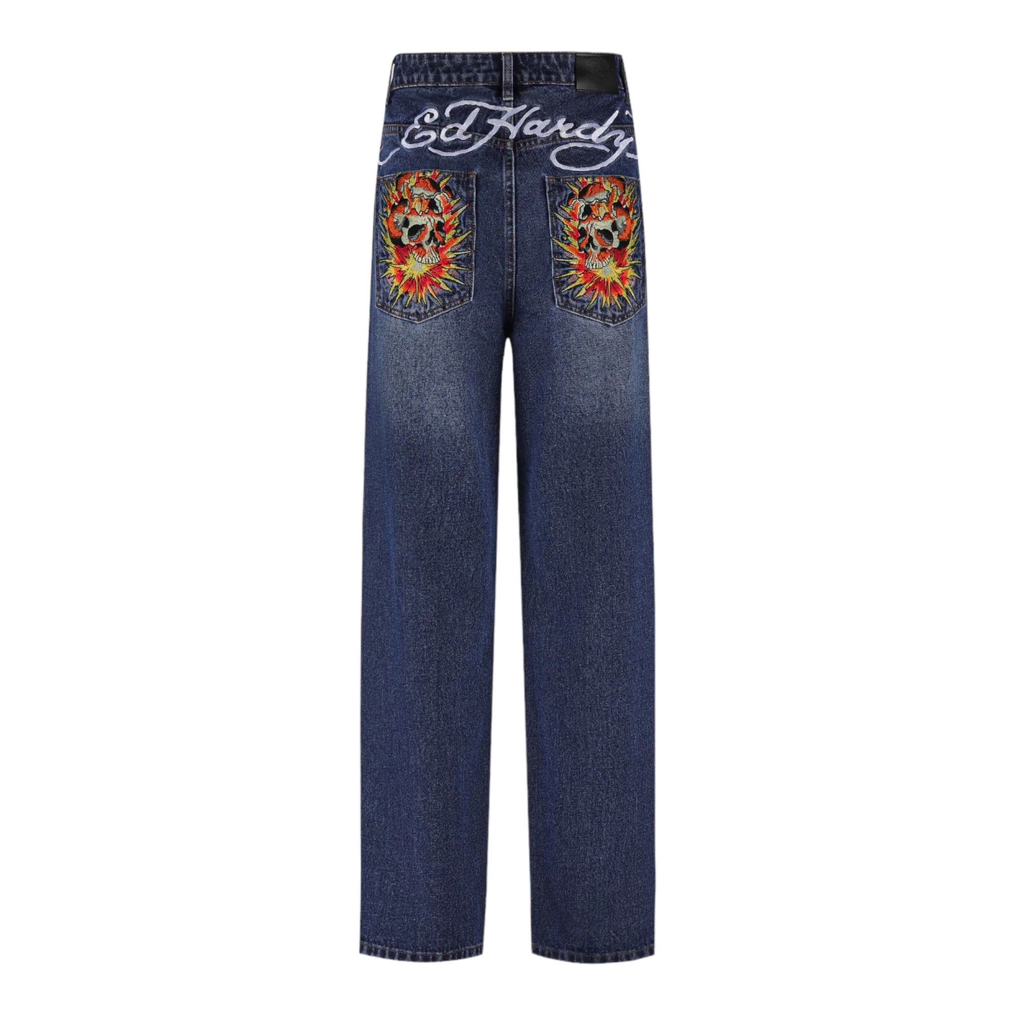 Ed Hardy Exploding Skull XXTRA Denim Trousers Indigo Back