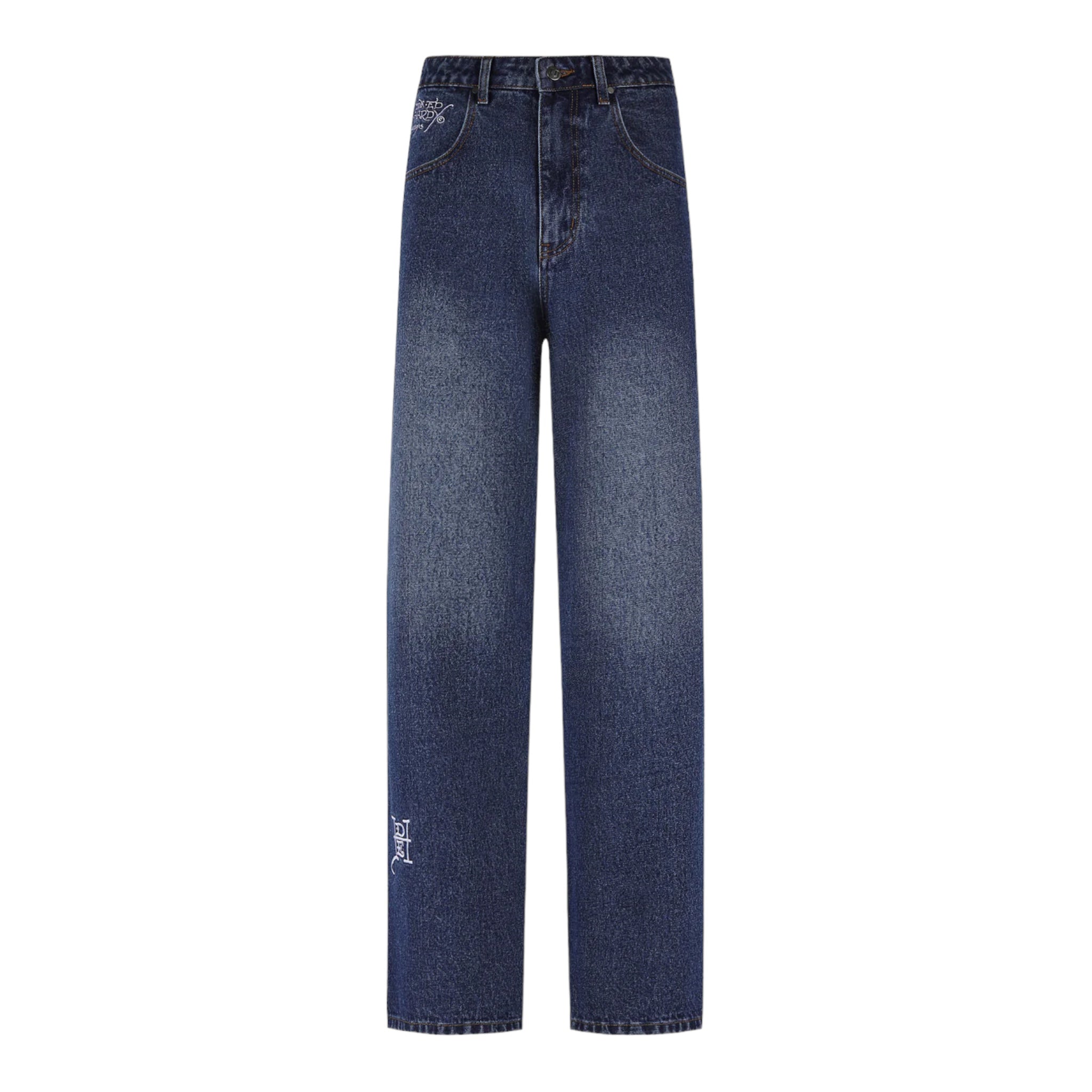 Ed Hardy Exploding Skull XXTRA Denim Trousers Indigo Front