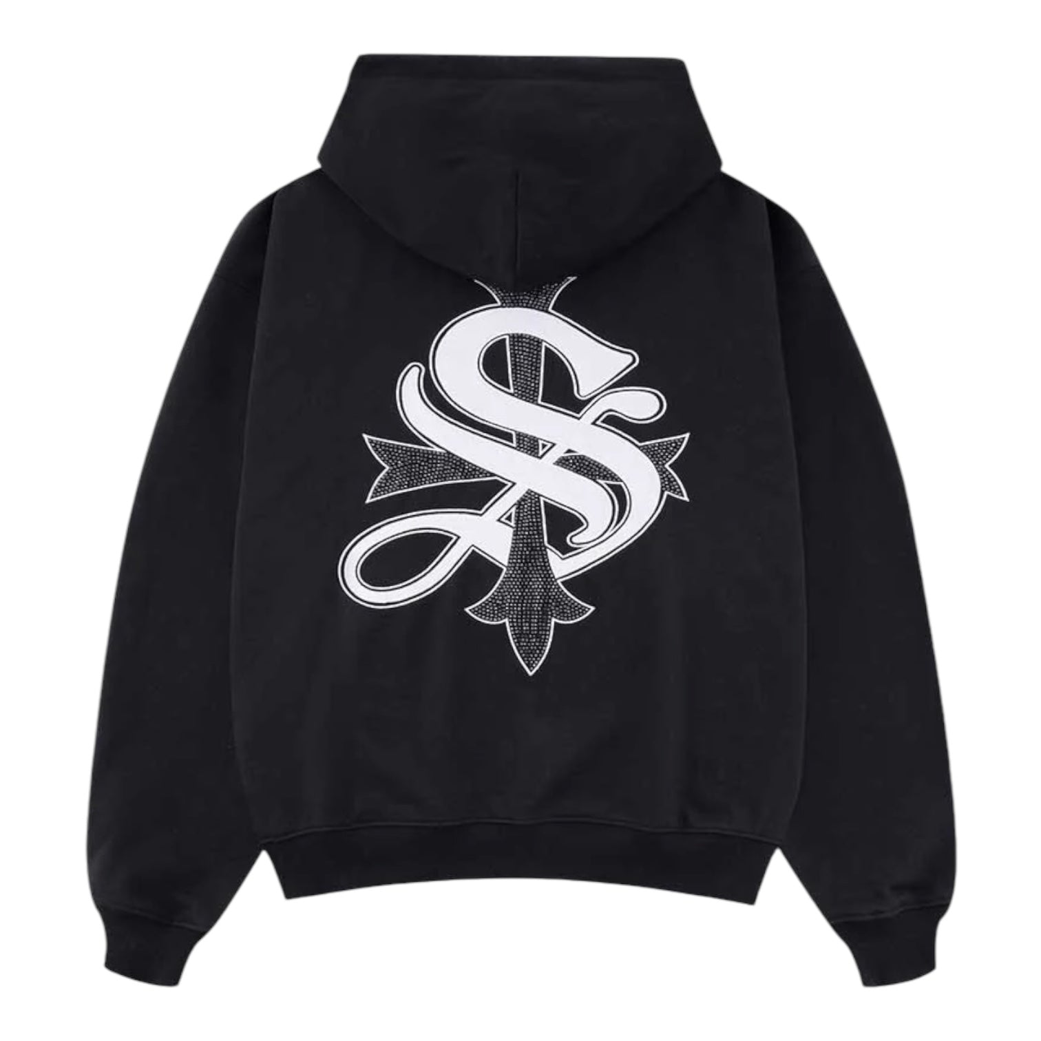 Supplier Tokyo 2 Tone Rhinestone Cross Zip Hoodie Back