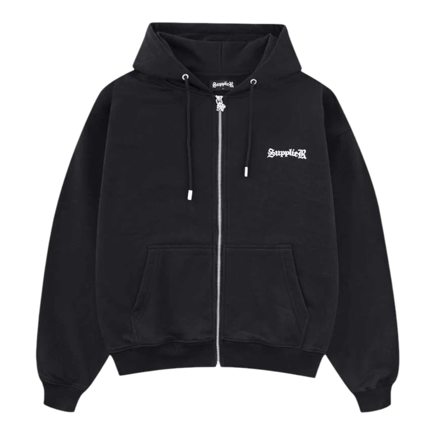 Supplier Tokyo 2 Tone Rhinestone Cross Zip Hoodie Front