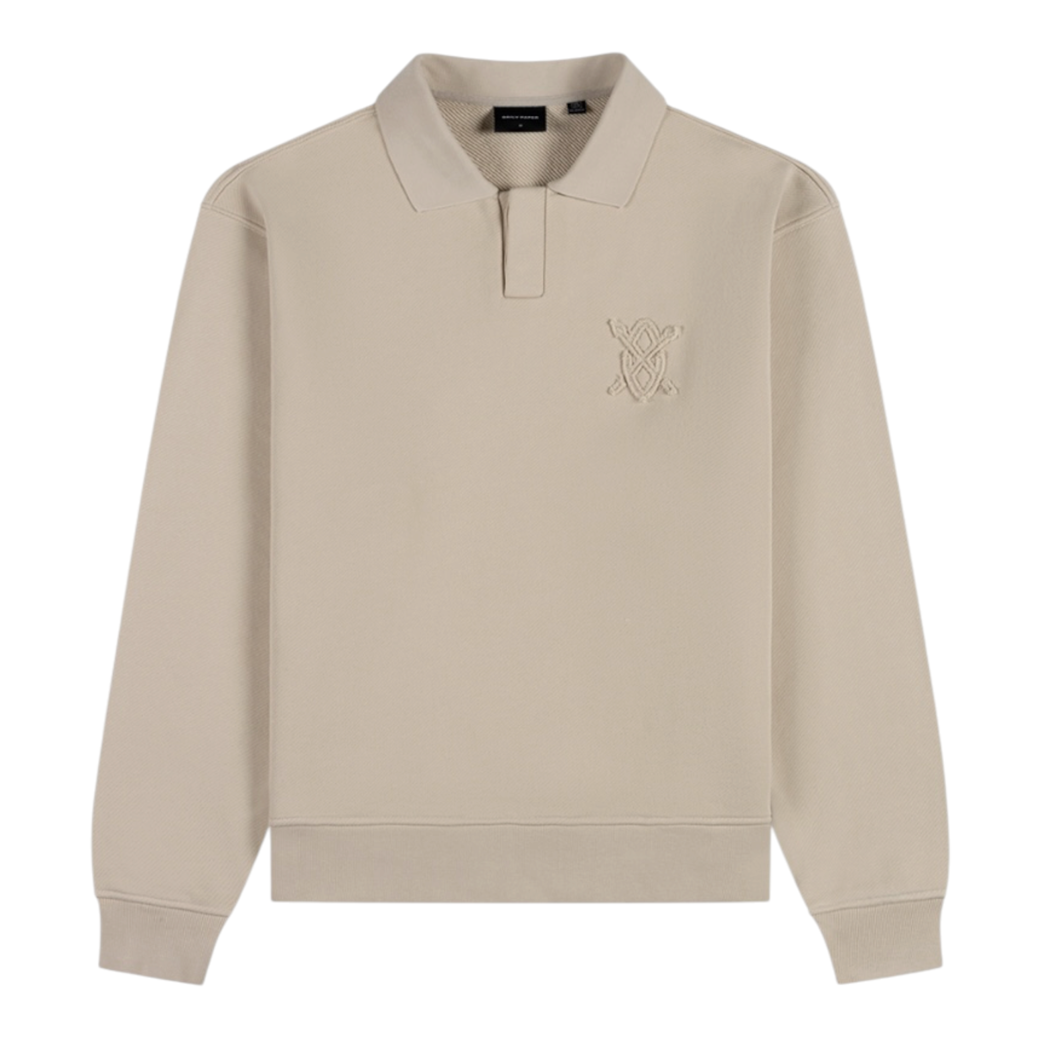 Oversized Shield Polo Neck Sweater Moonbeam Beige - Daily Paper
