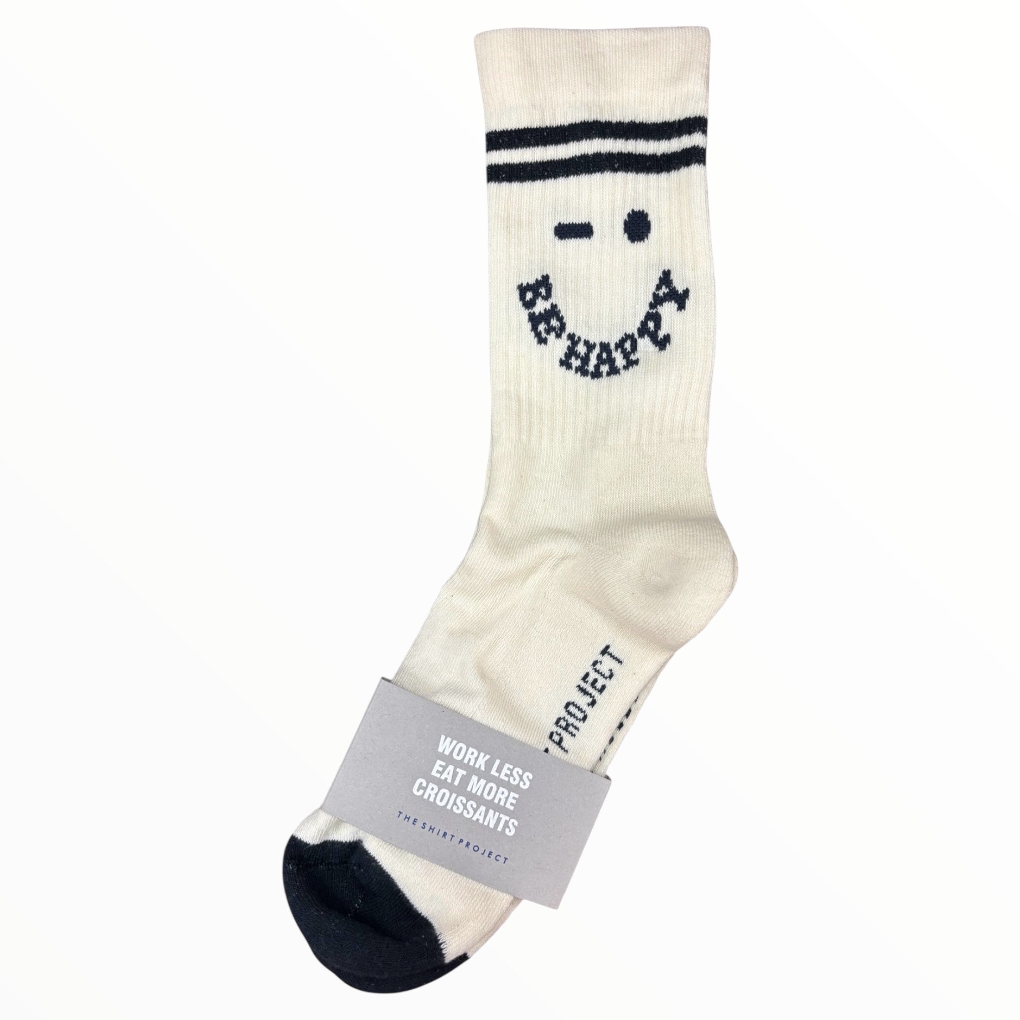 Socken BE HAPPY soft white/navy  - The Shirt Project