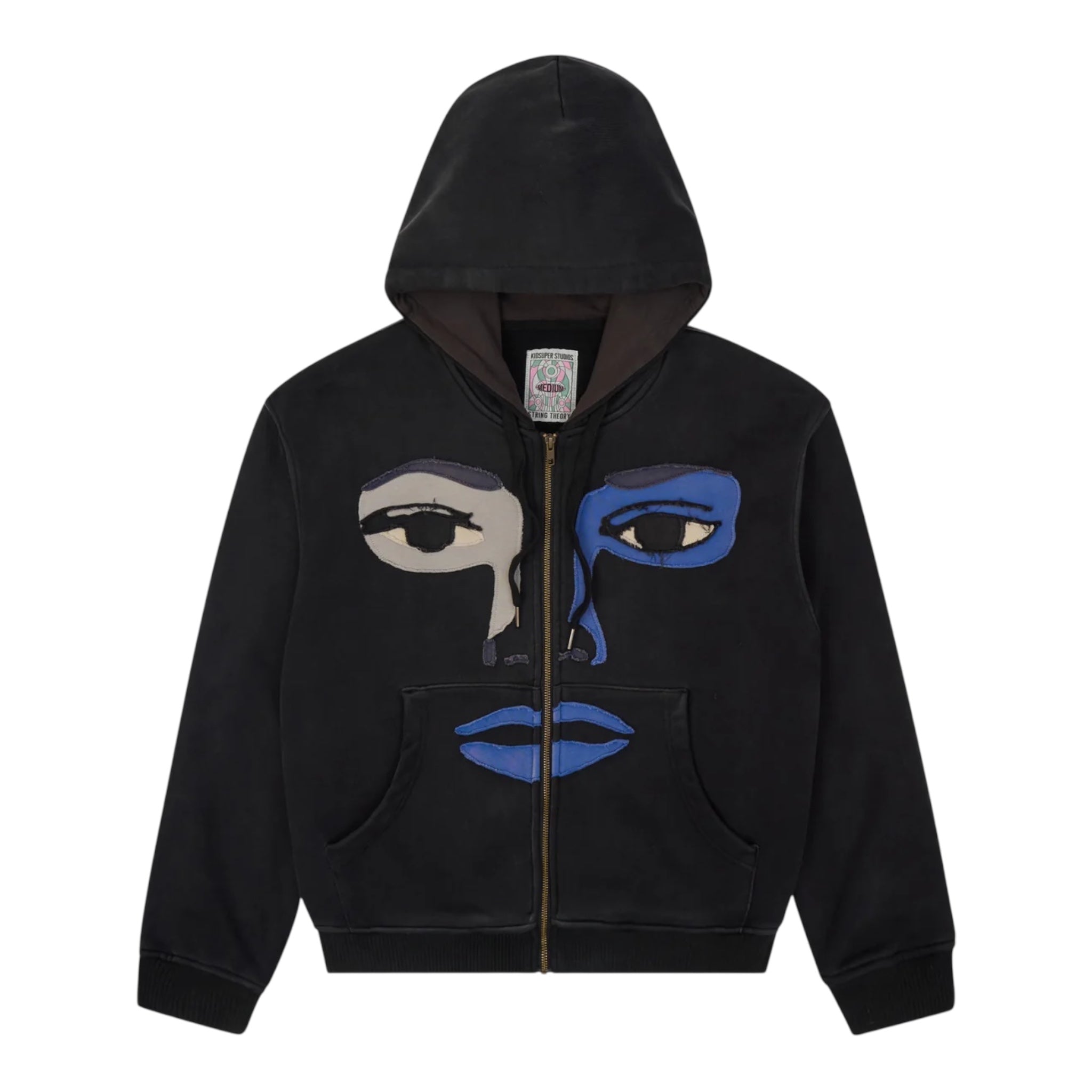 Patchwork Face Heavyweight Zip Up Hoodie Black  - KidSuper