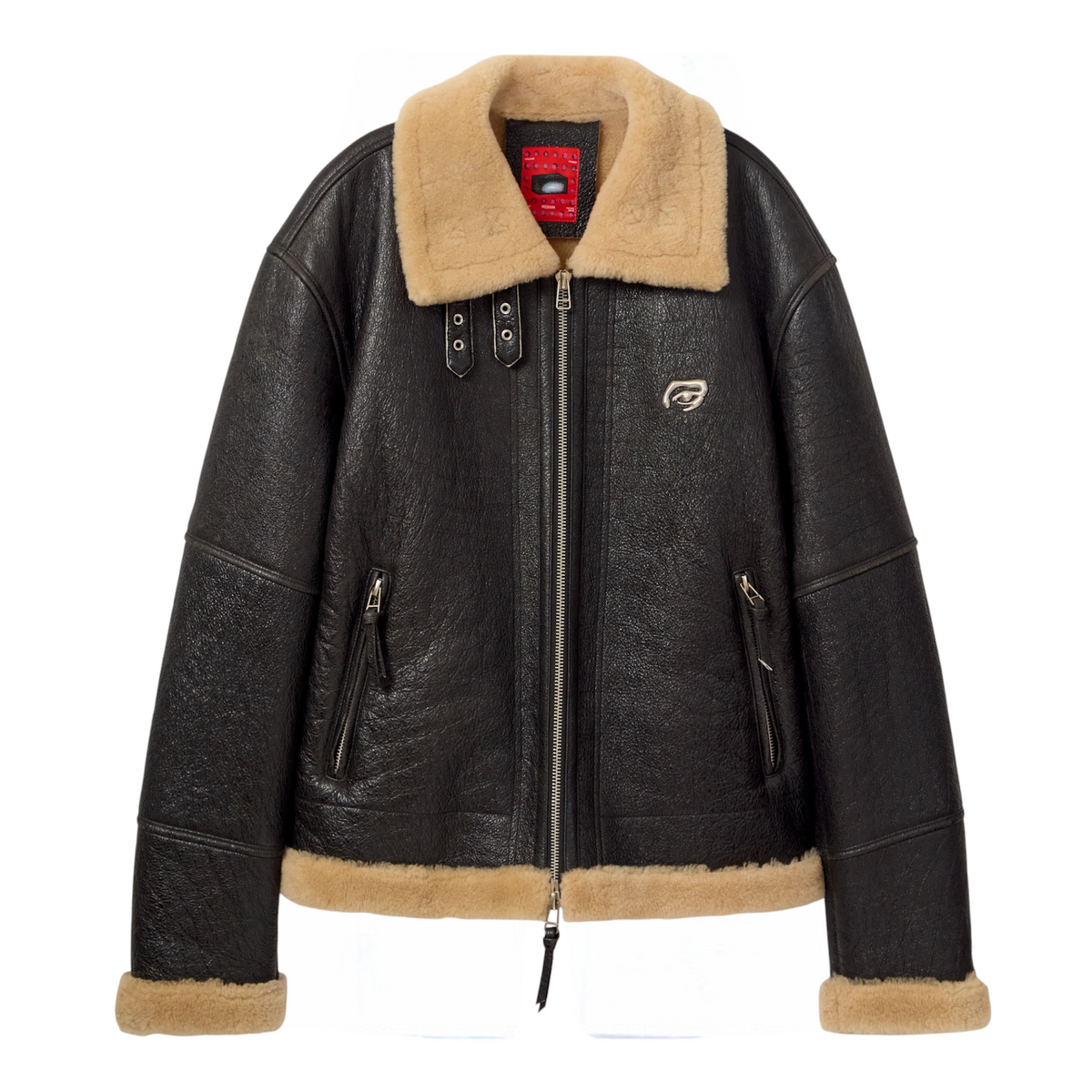 Distressed Shearling Coat Black - KidSuper