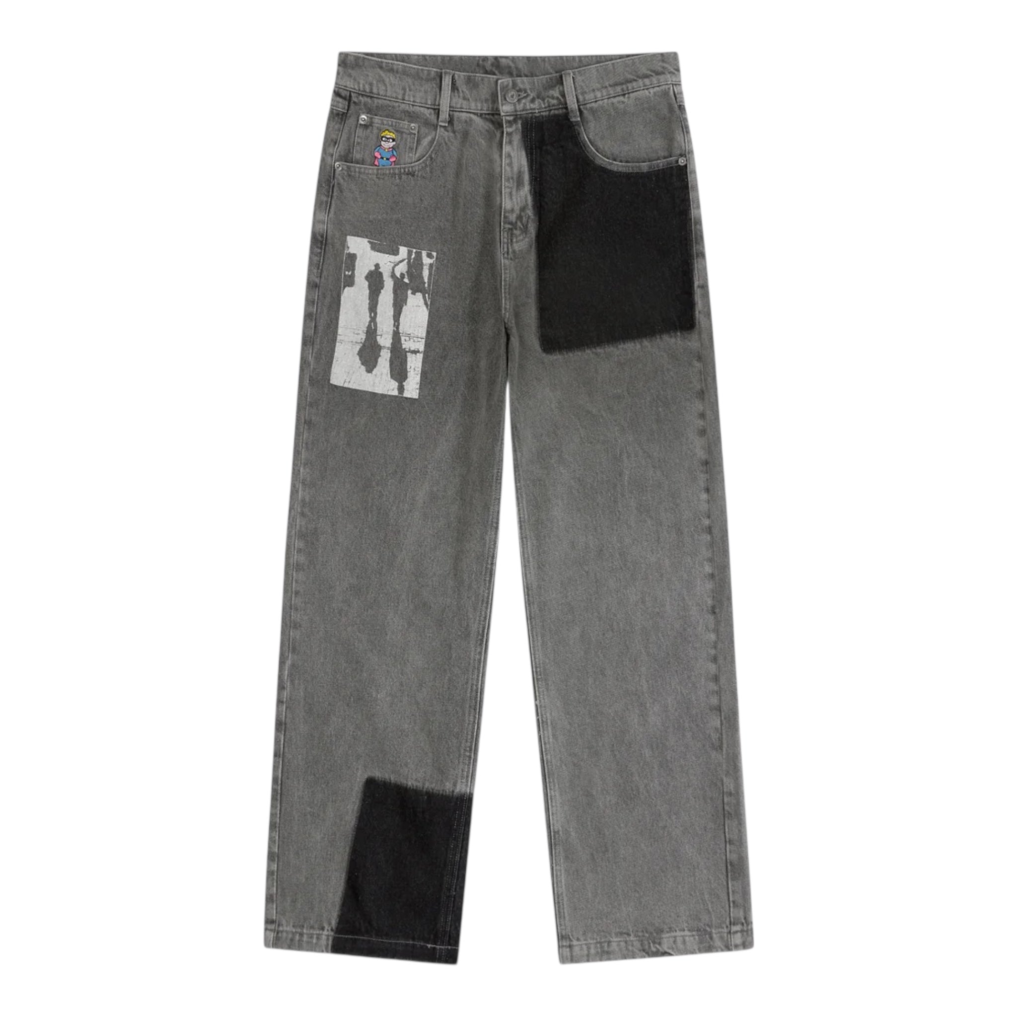 Sun Faded Denim Running Man Jeans Grey - KidSuper