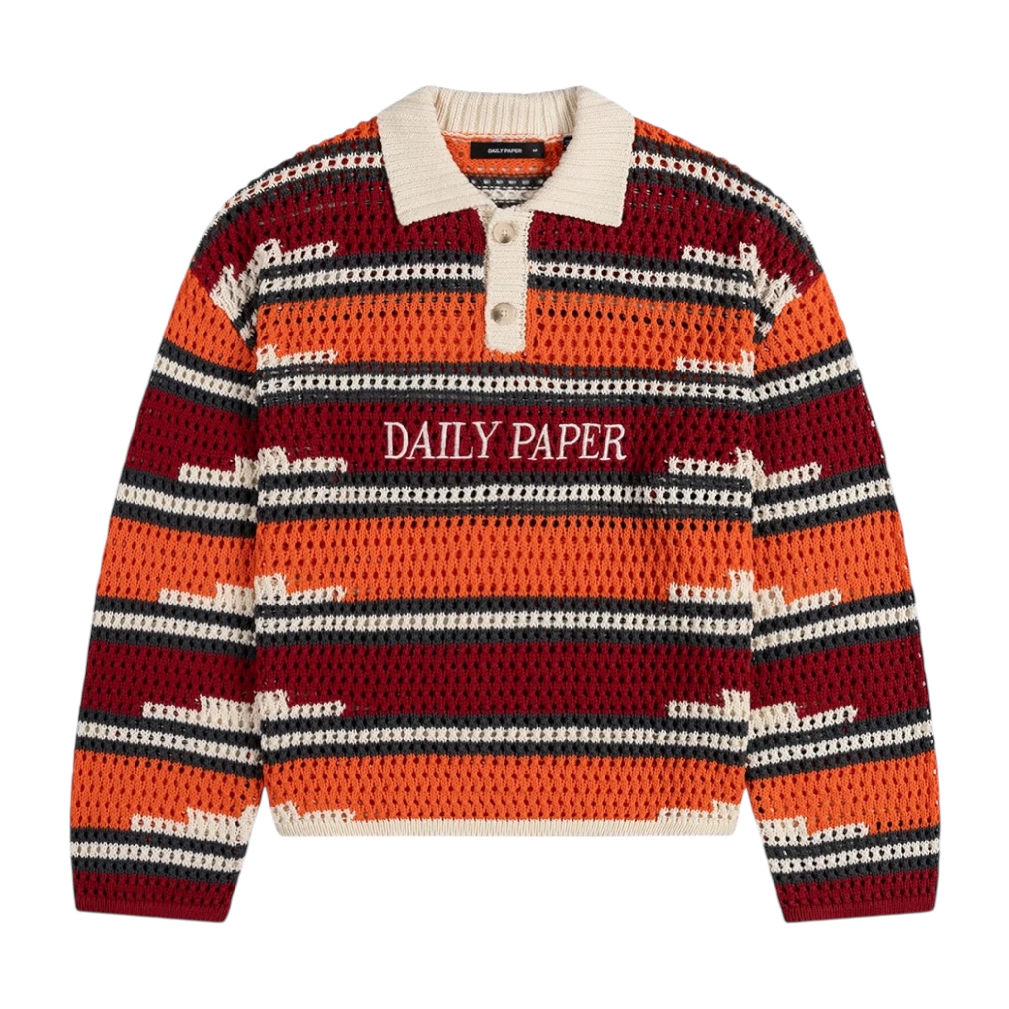 Haute Red Tigerlily Kente Stripe Knit Polo - Daily Paper