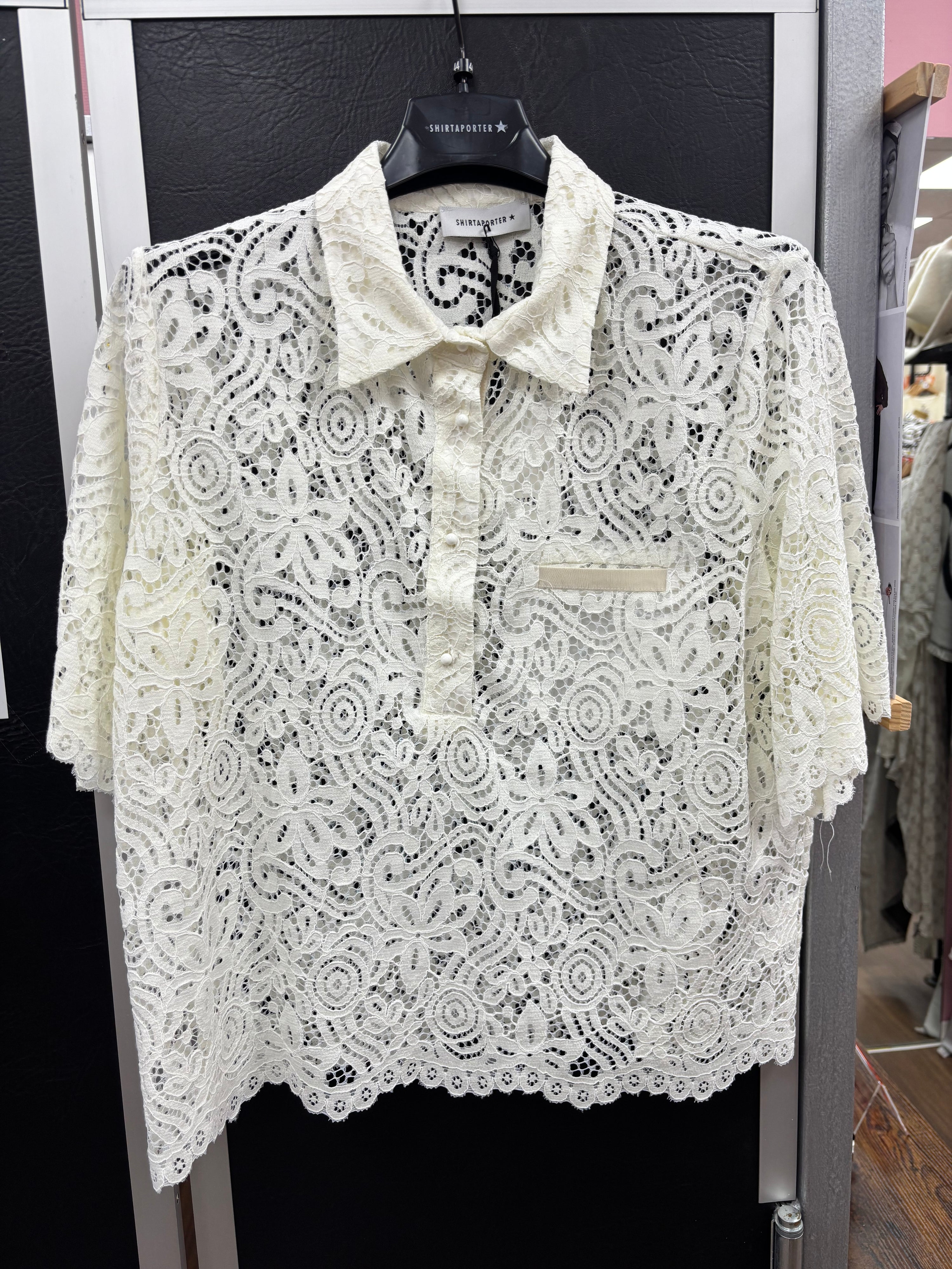 Spitzen Kurzarm Bluse - Shirtaporter