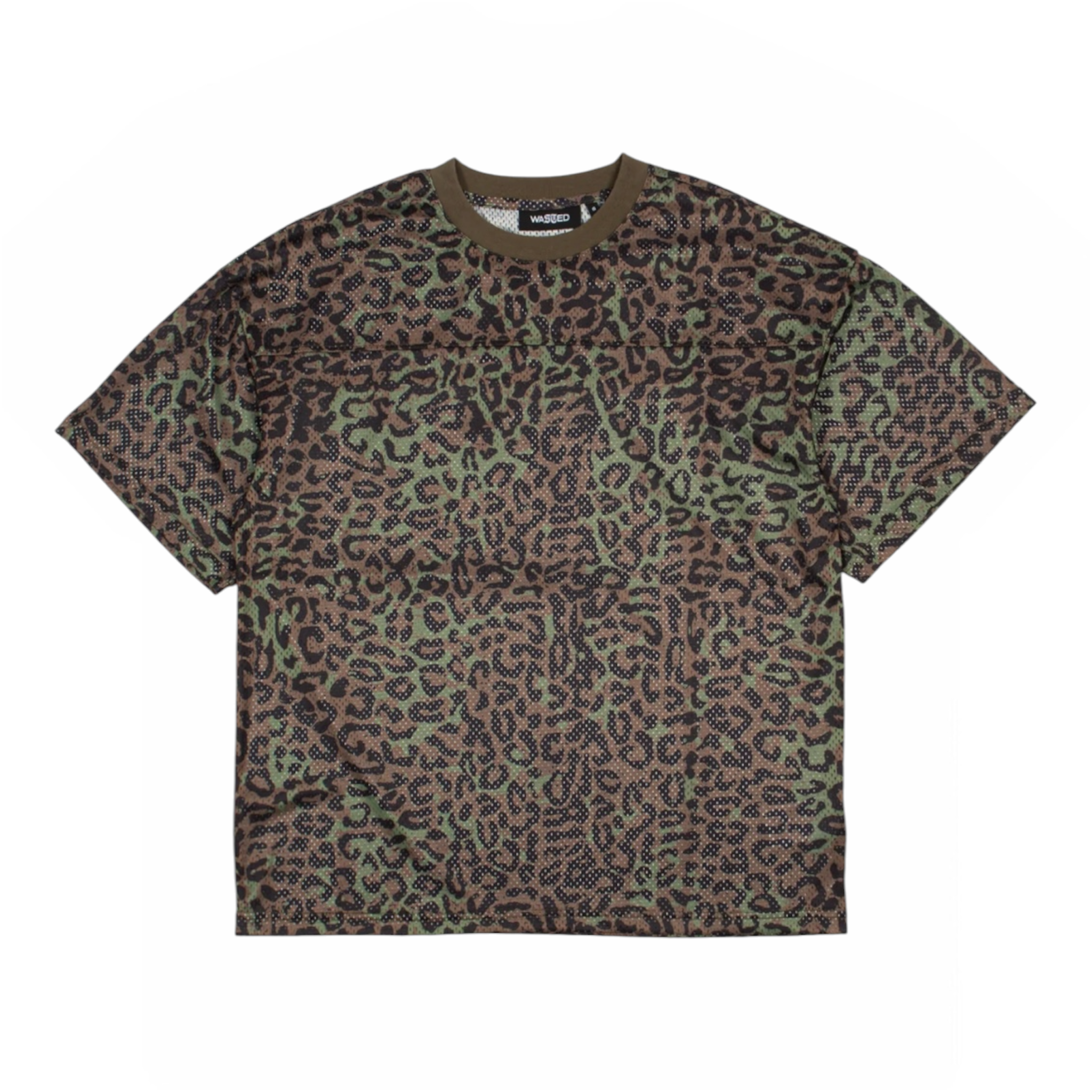 Cheetah Mesh Boxy T-Shirt Olive Khaki Camo - Wasted Paris