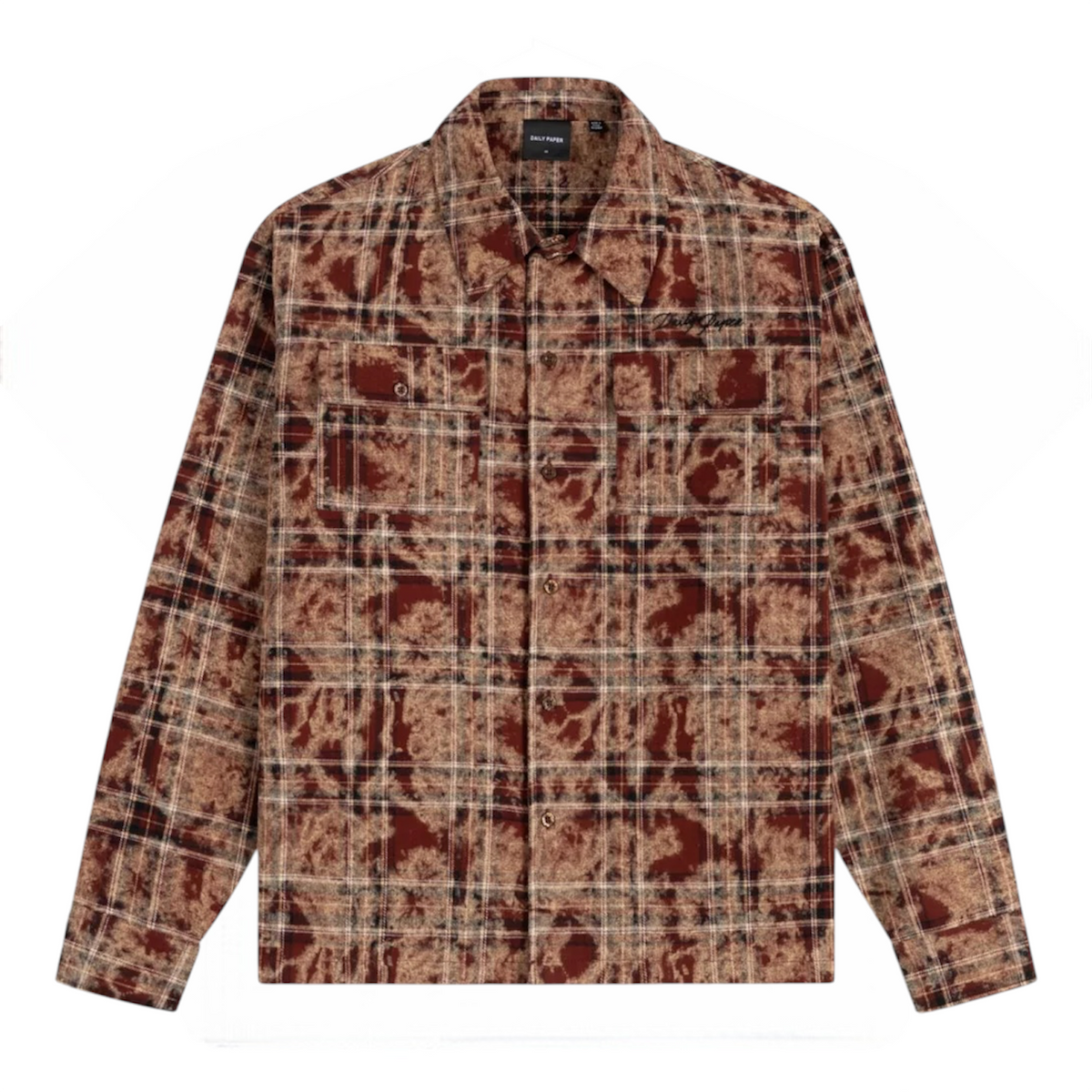 Washed Check LS Shirt Burgundy - Daily Paper