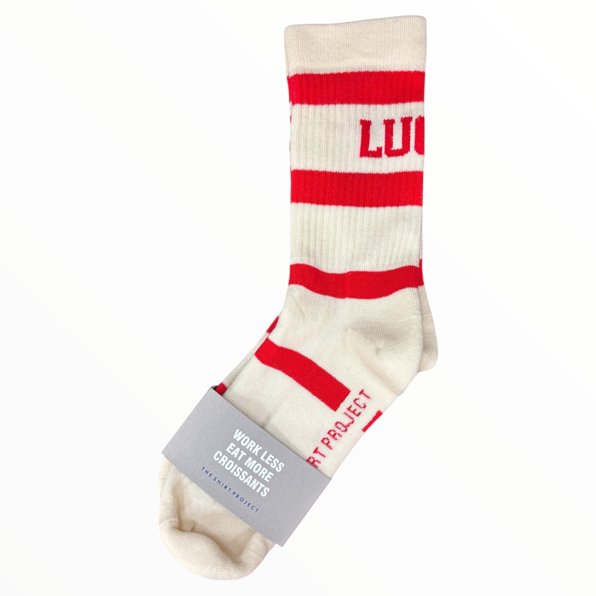 Socken soft white/ red Streifen LUCKY  - The Shirt Project