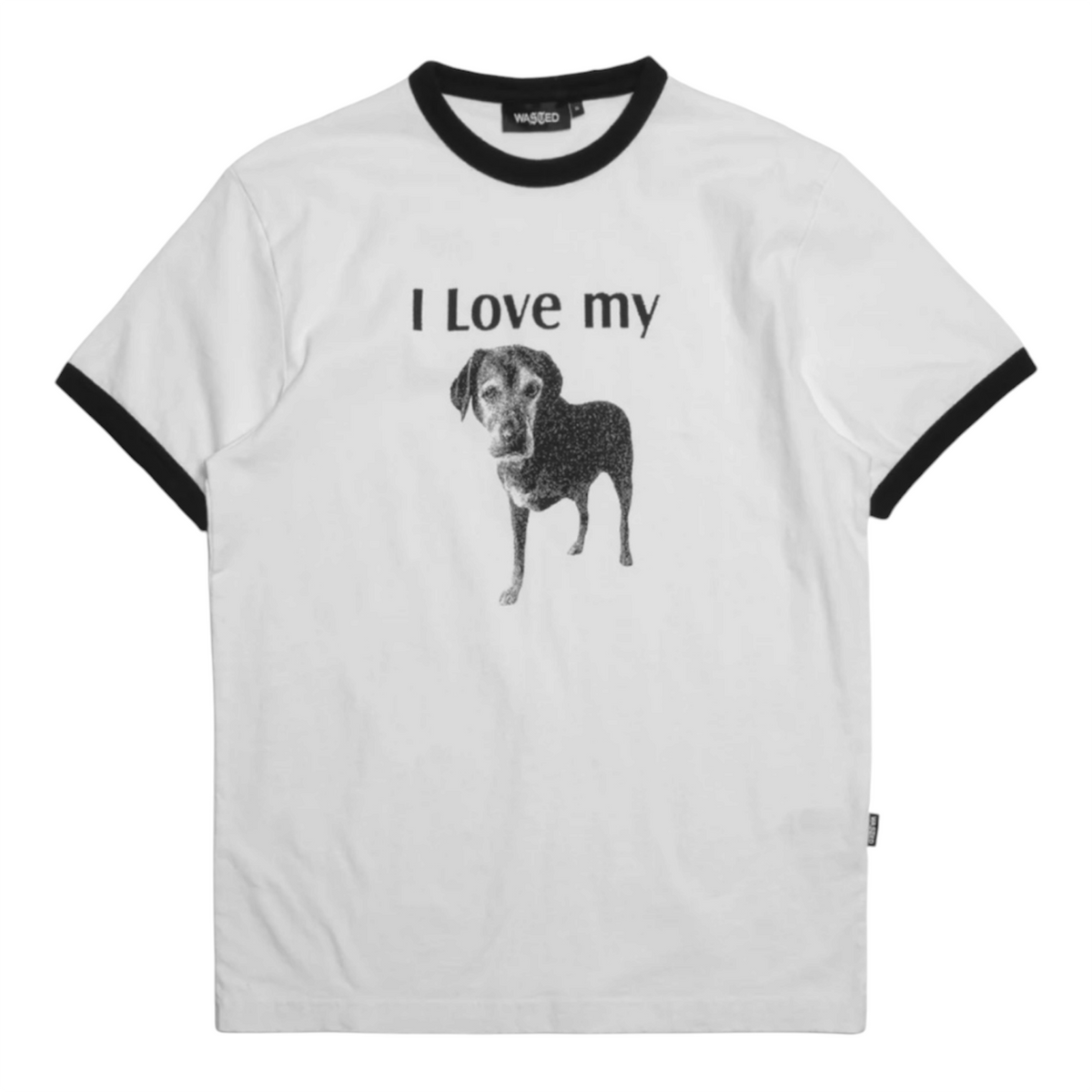 I Love My Dog Ringer T-Shirt White - Wasted Paris