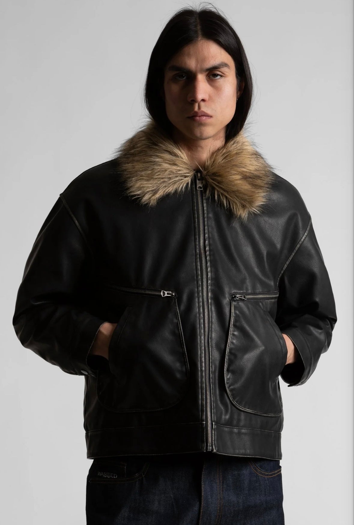 Swarm Varsity Jacket Faded Brown - Wasted Paris