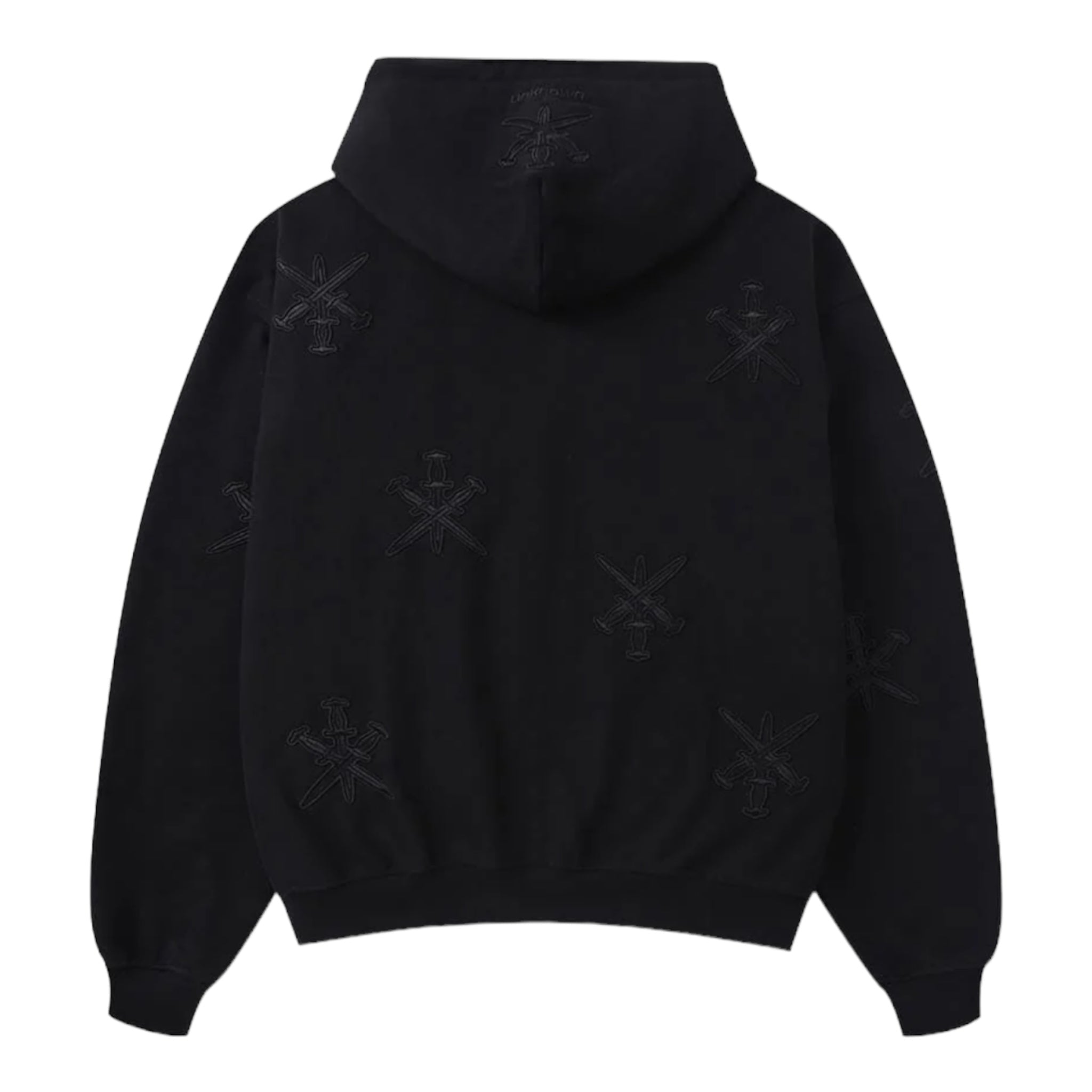 Dagger Emproidery Hoodie Black/Black - Unknown London