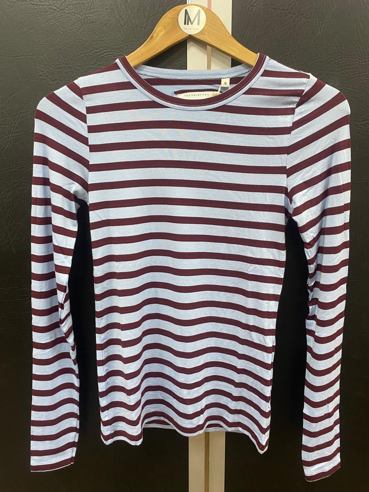 SHIRT BASIC RINGEL light denim/dark Bordeaux  The Shirt Poject