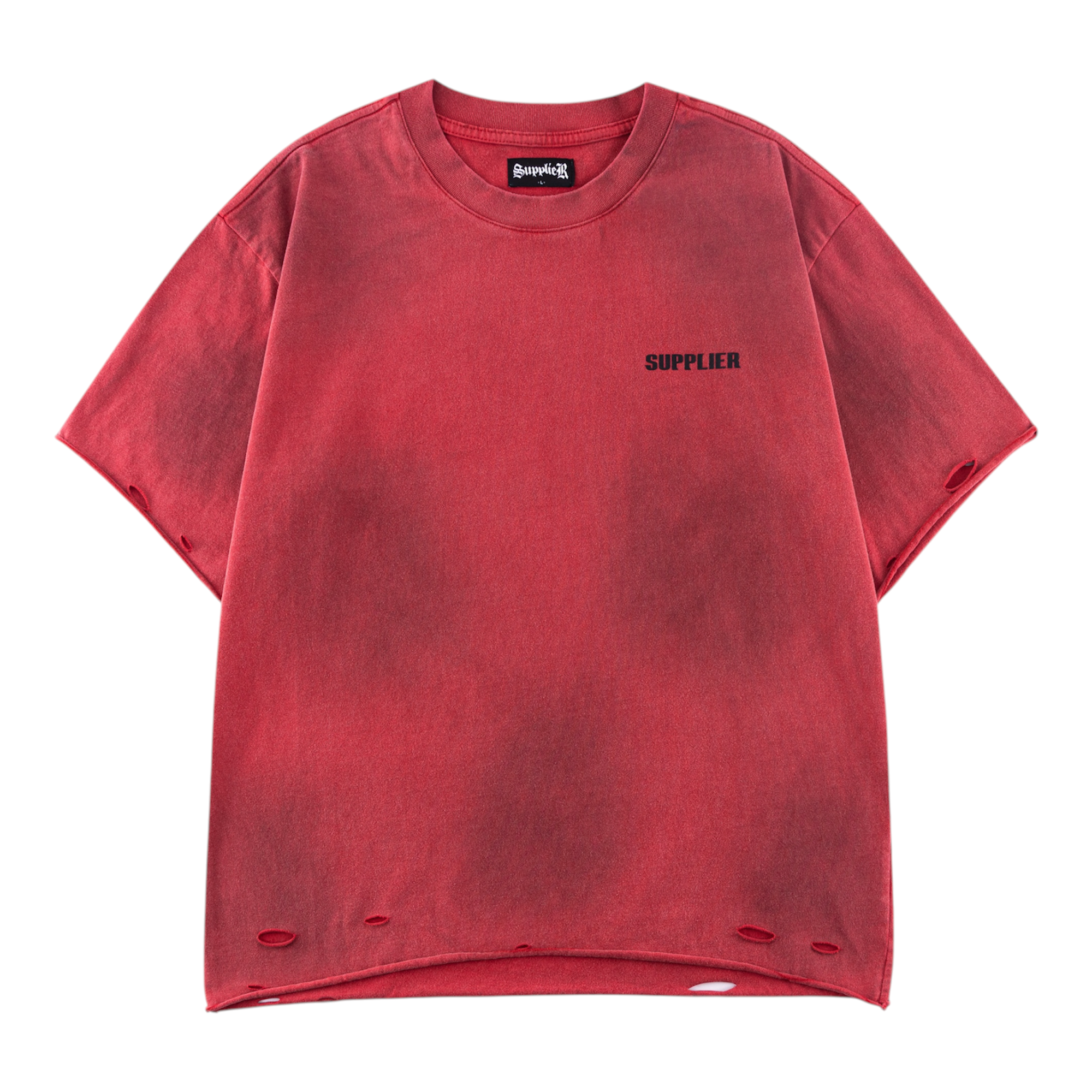 Distressed Tribal Iron Cross Logo Tee Red - Supplier Tokyo