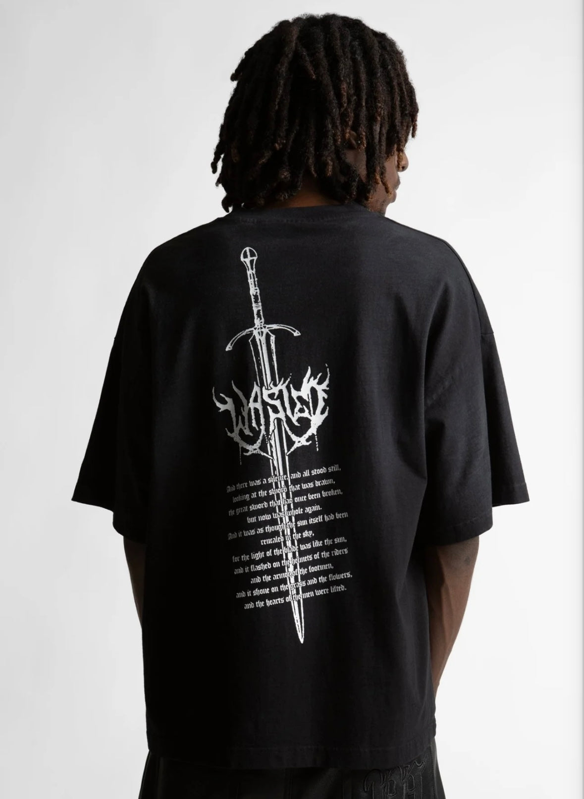 Sword Boxy T-Shirt Faded Black - Wasted Paris