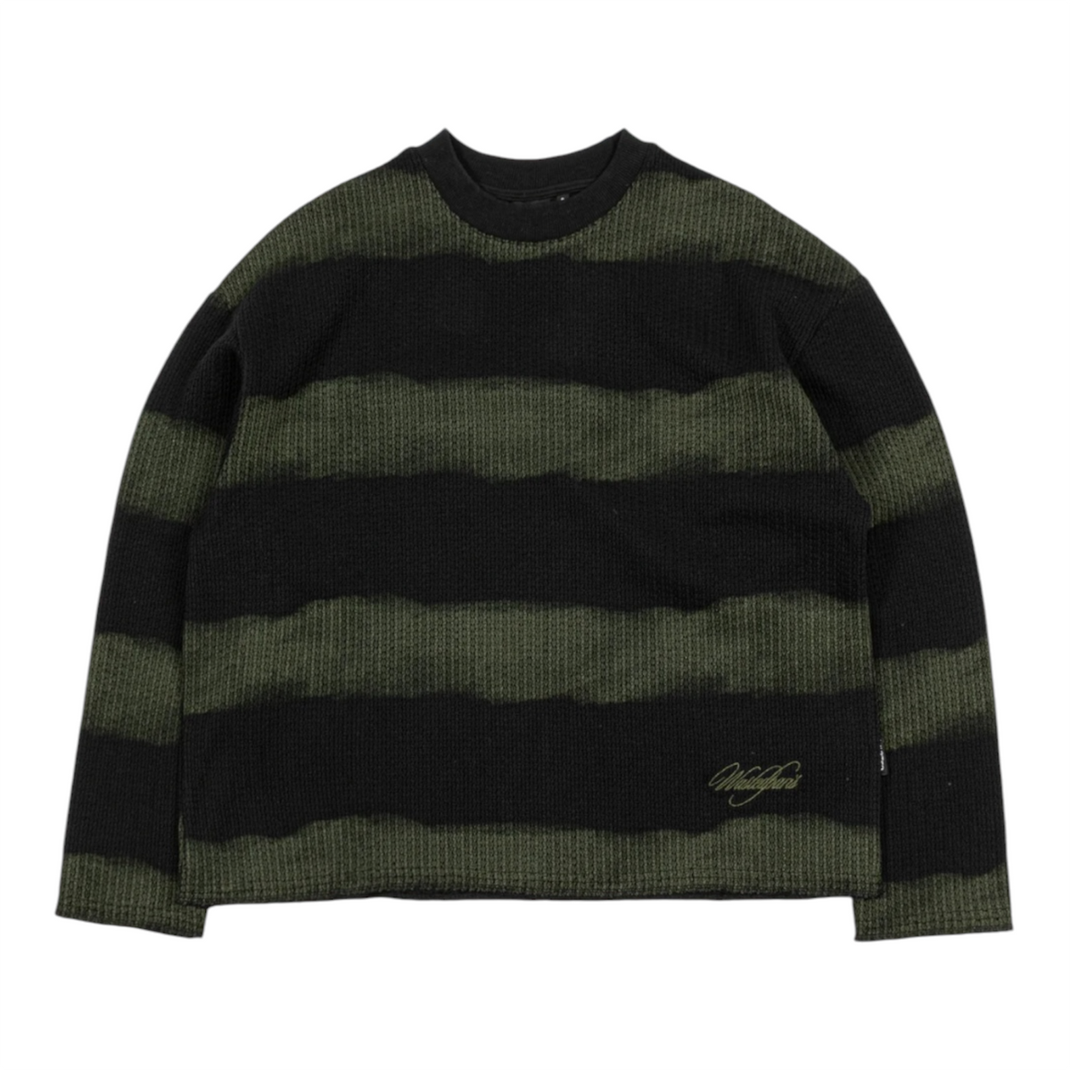 Script Stripped Sweatshirt Black Army Green - Wasted Paris