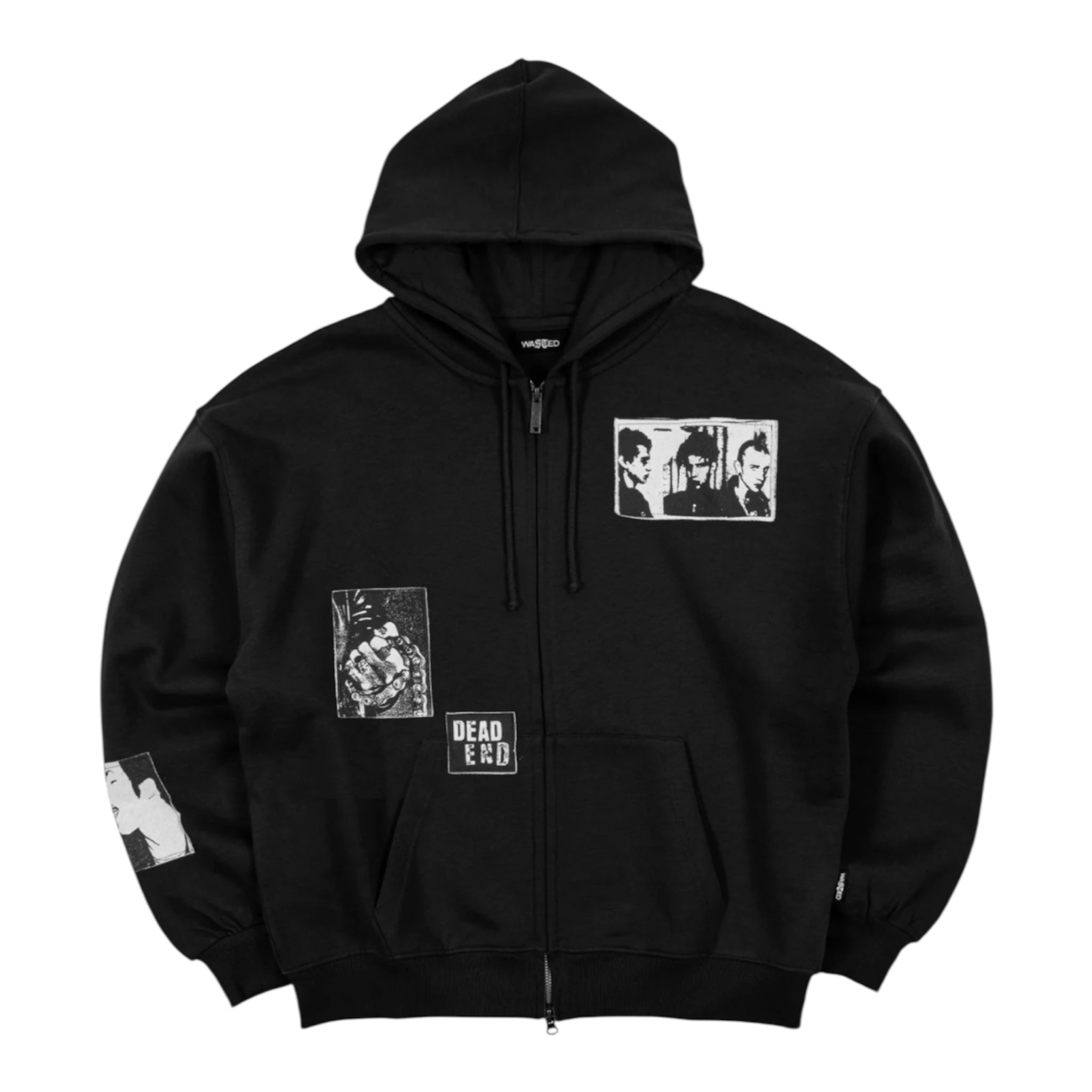 Taunt Boxy Zip Hoodie Black - Wasted Paris