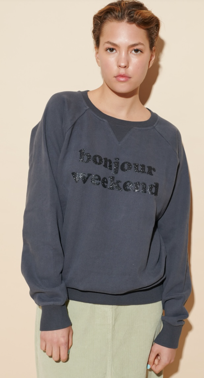 Bonjour Weekend Sweater grau/schwarz - another brand