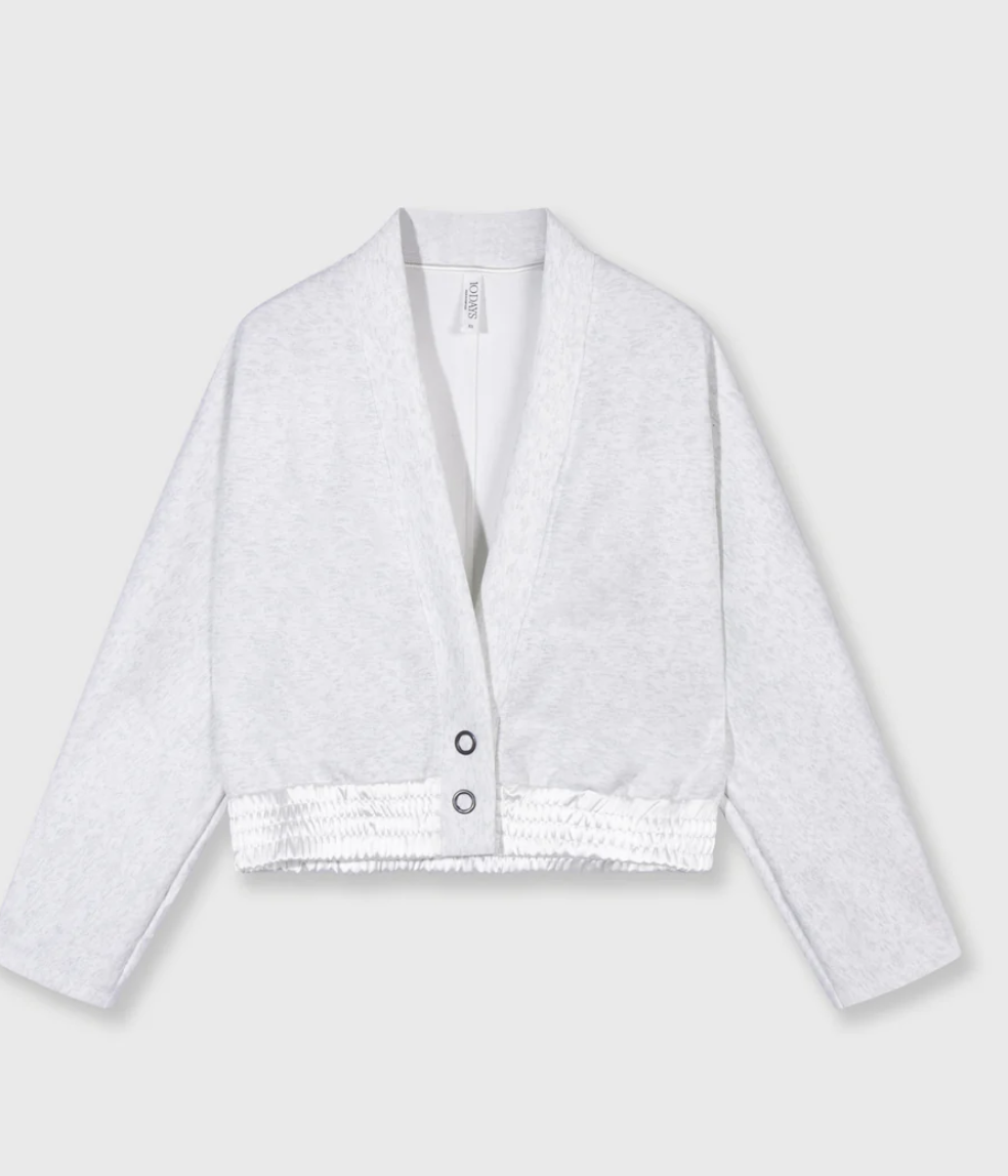 Cropped Cardigan Neoprene white melee - 10 DAYS