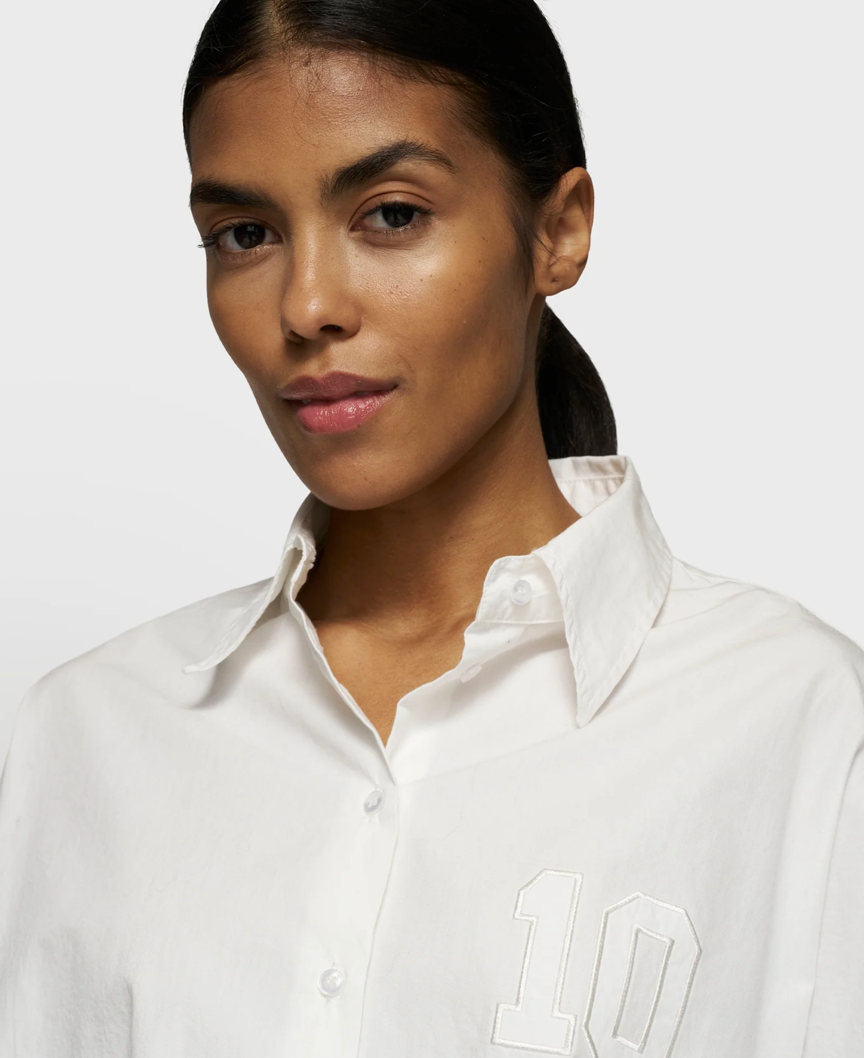 Oversized Cropped Shirt in ecru/weiß- 10 Days