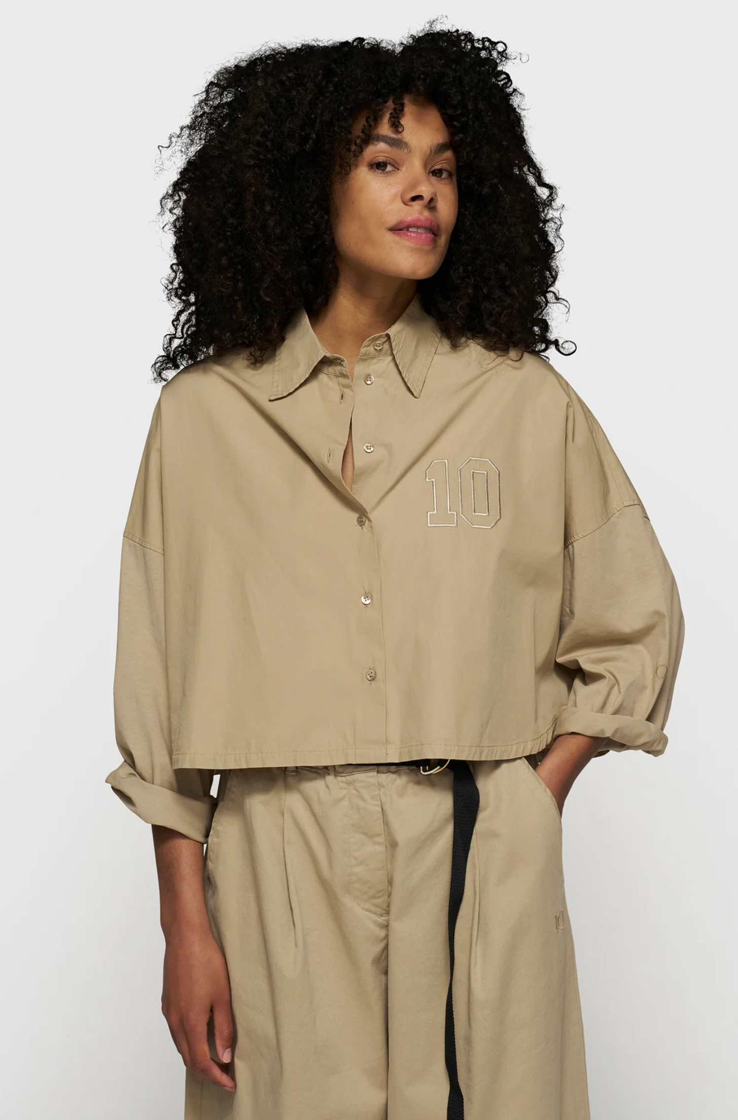 Oversized Cropped Shirt in ecru/weiß- 10 Days