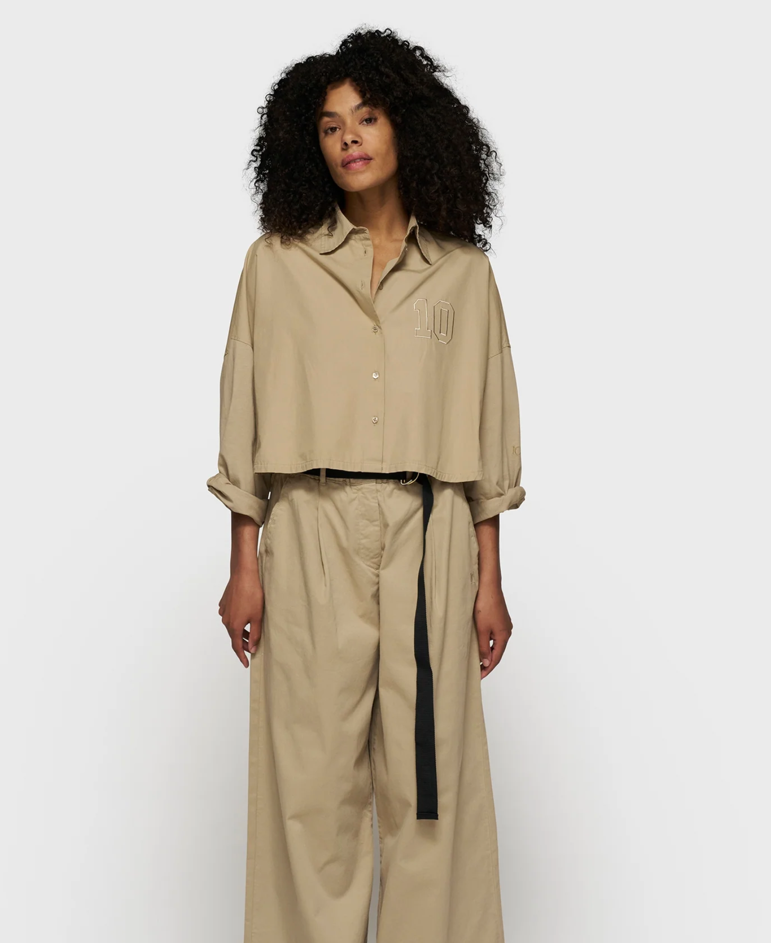 Oversized Cropped Shirt in ecru/weiß- 10 Days