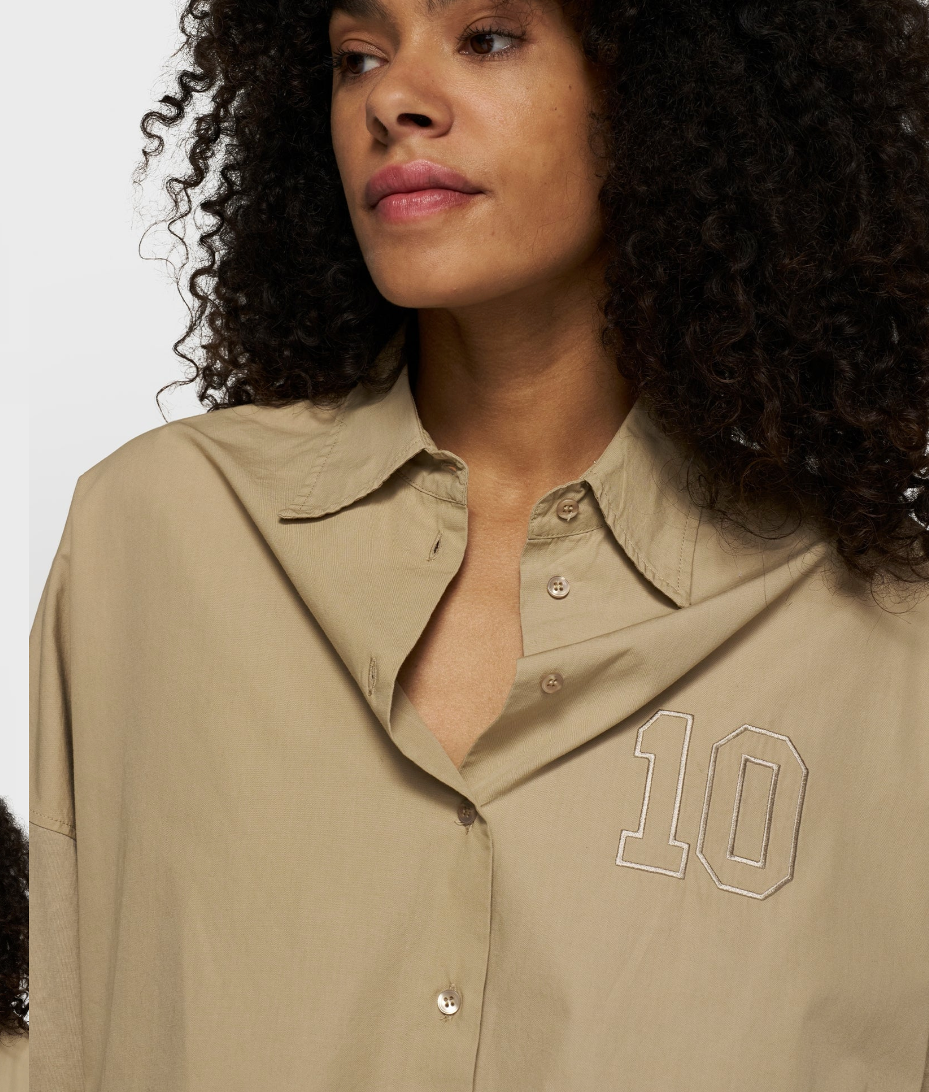 Oversized Cropped Shirt in ecru/weiß- 10 Days