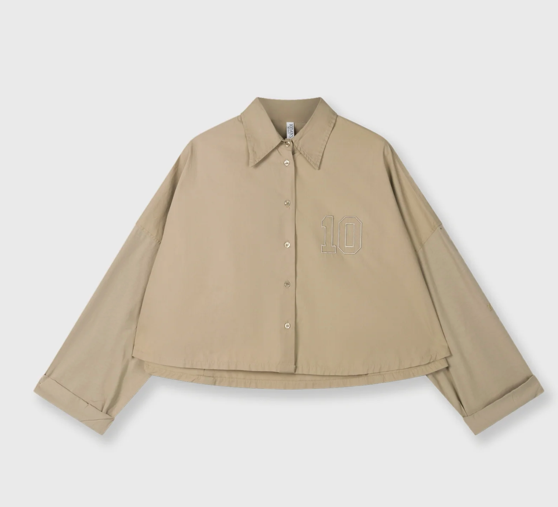 Oversized Cropped Shirt in ecru/weiß- 10 Days
