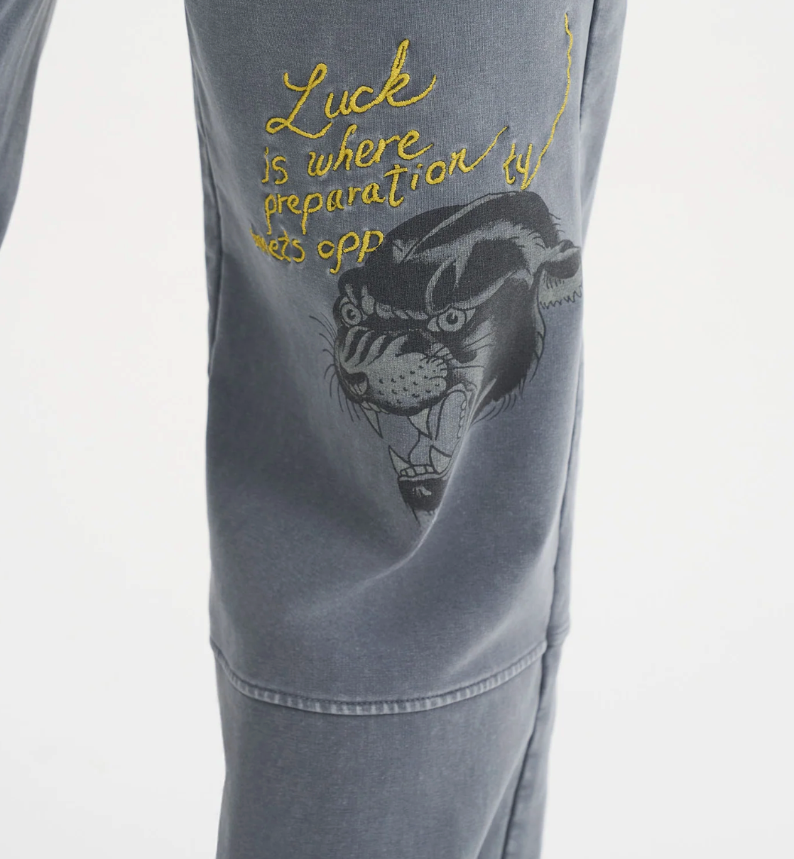 Womens Tattoo Collage Sean Detail Wide Leg Joggers Charcoal - Ed Hardy
