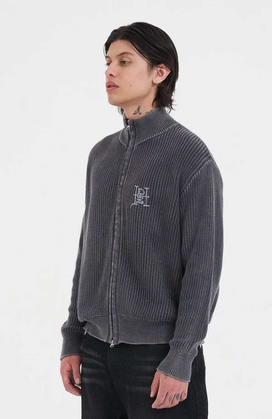 Skull And Snake Zip Thru Jumper Charcoal - Ed Hardy