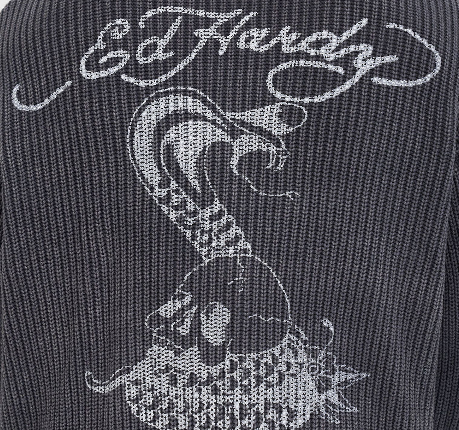 Skull And Snake Zip Thru Jumper Charcoal - Ed Hardy