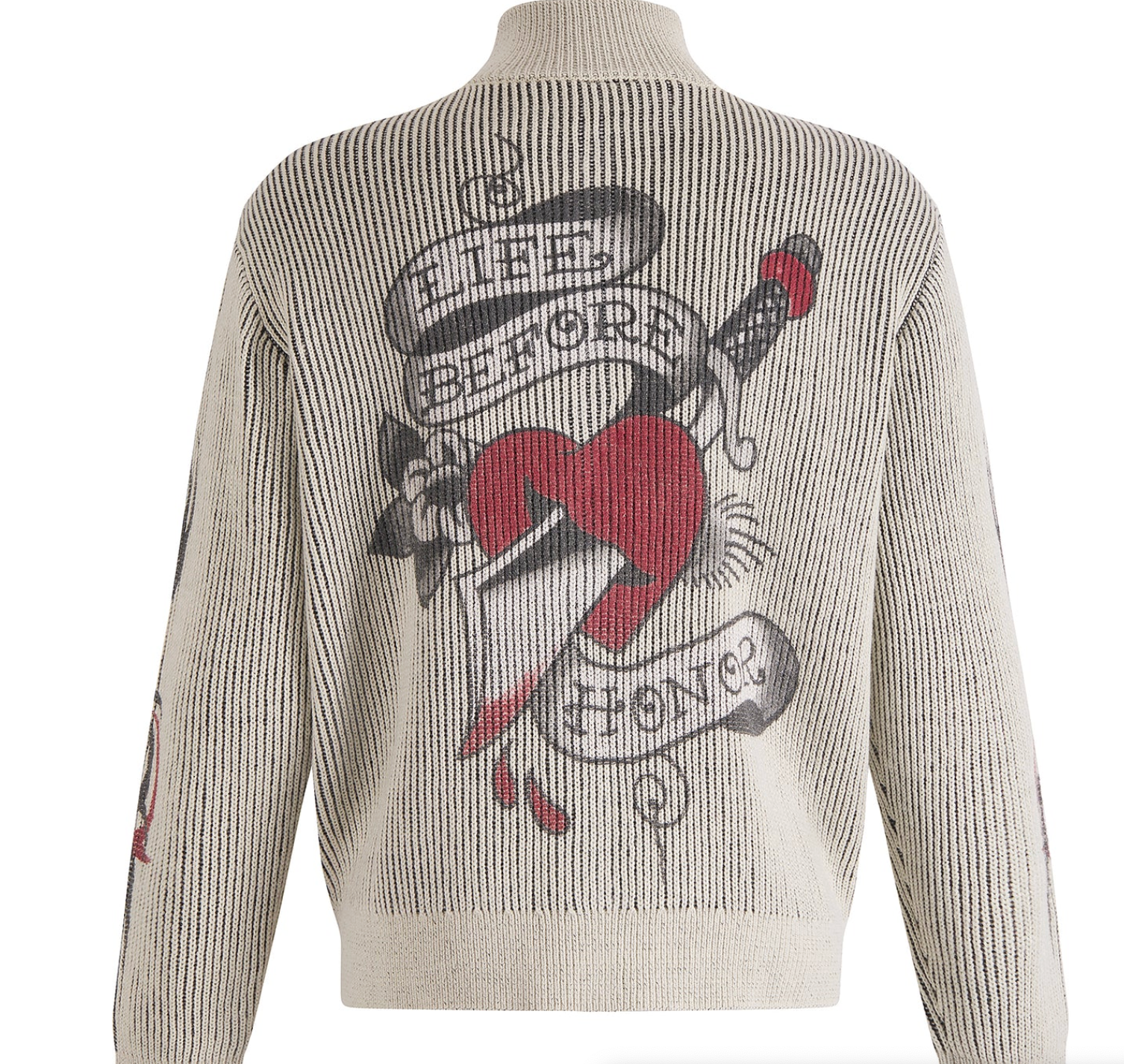Life Before Honor Fur Detail Knitted Zip Thru Jacket Off White - Ed Hardy
