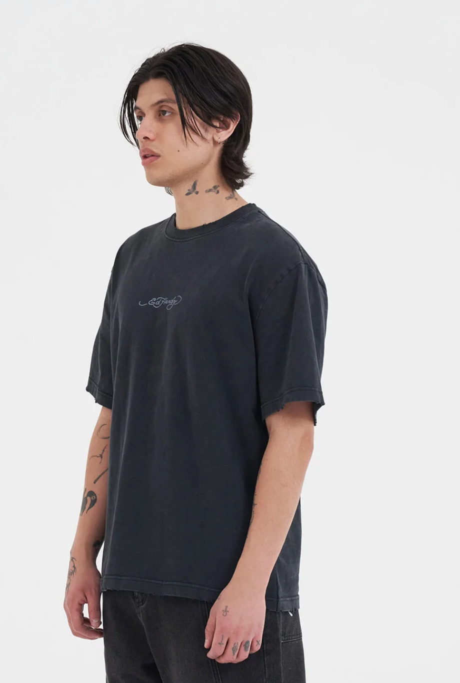 Cobra Rising Relaxed T-Shirt in Charcoal - Ed Hardy