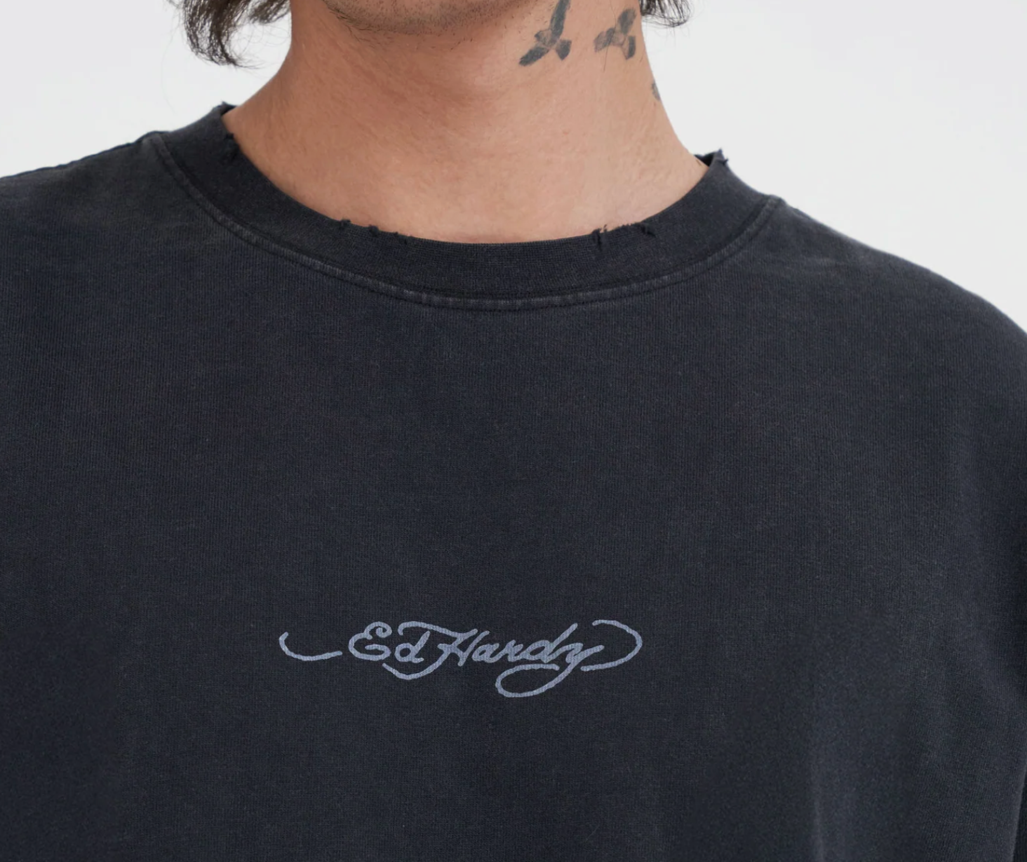 Cobra Rising Relaxed T-Shirt in Charcoal - Ed Hardy