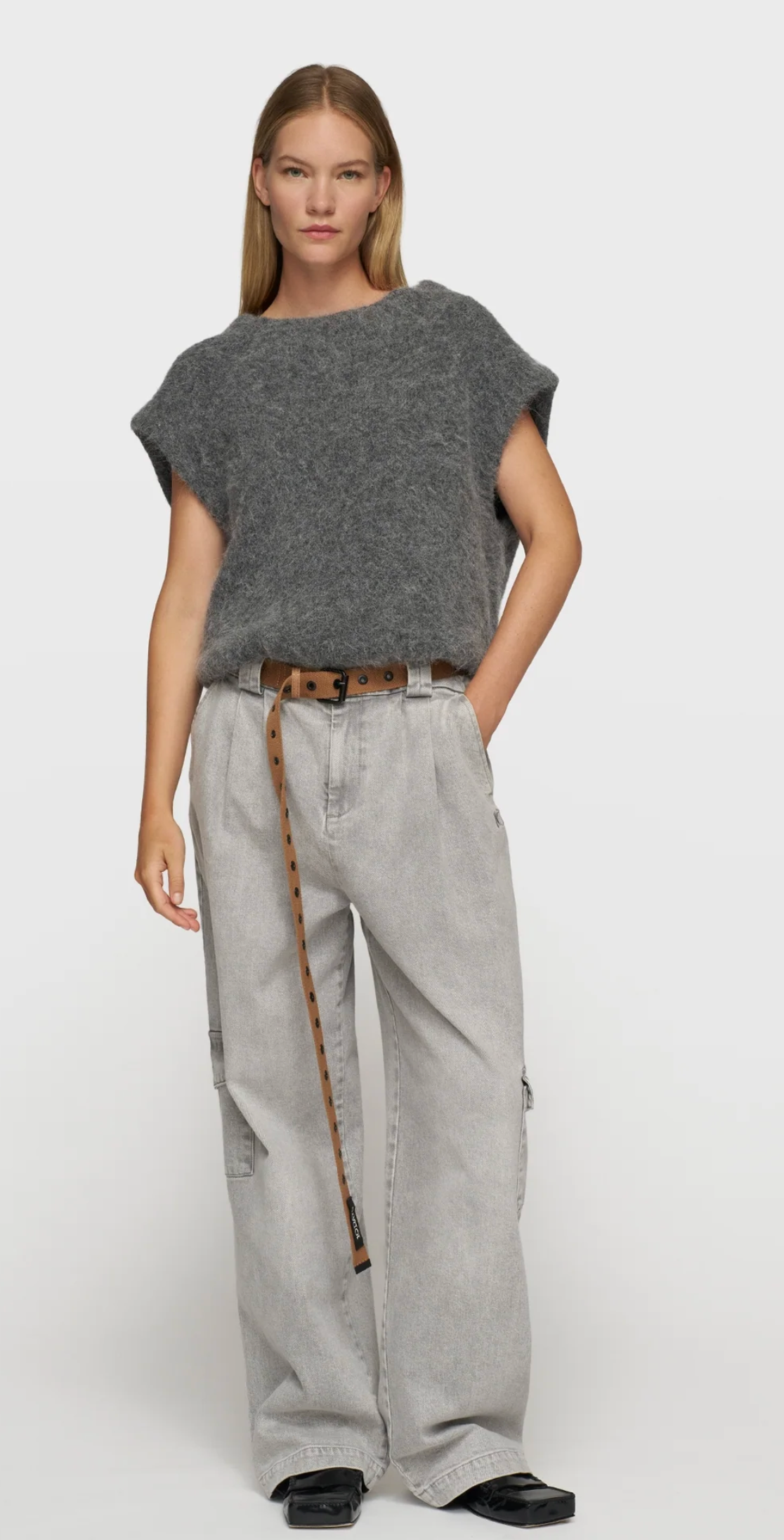 balloon hairy knit top grey - 10DAYS