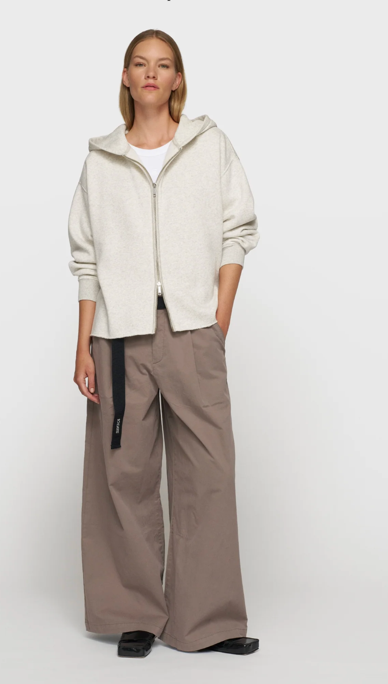 STATEMENT ZIP HOODIE SOFT WHITE - 10DAYS