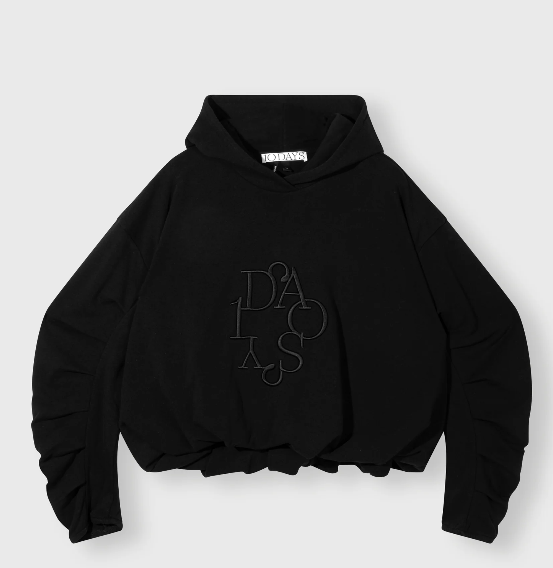 Pleated Balloon Hoodie black  - 10DAYS