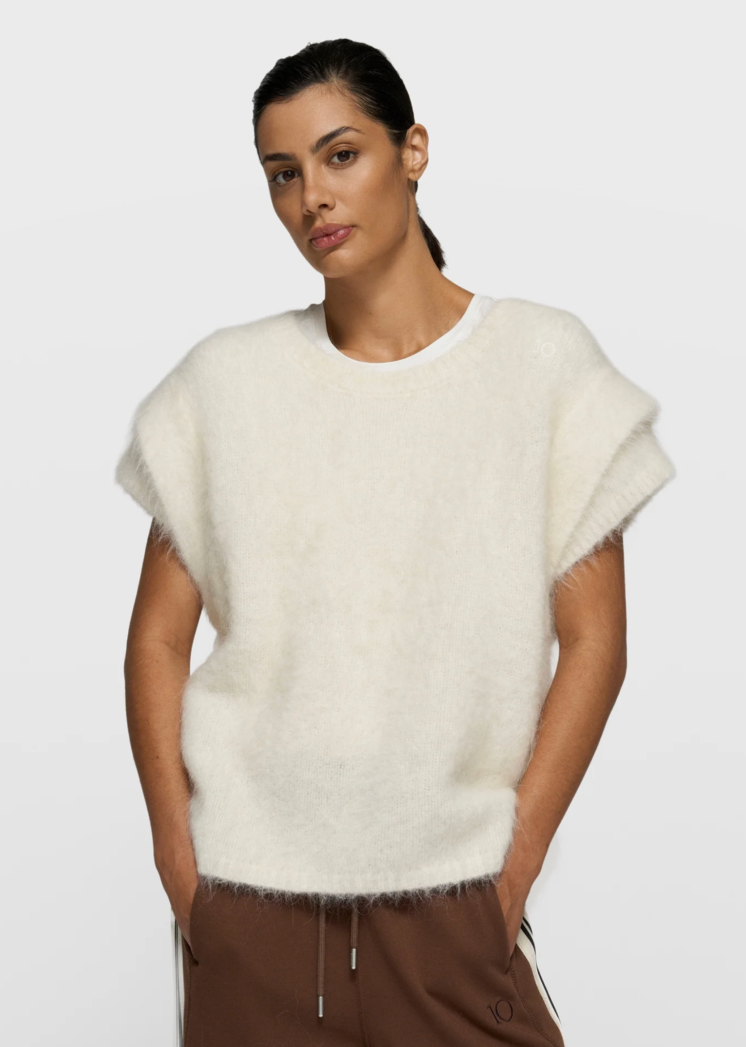 sleeveless knit sweater ecru - 10DAYS