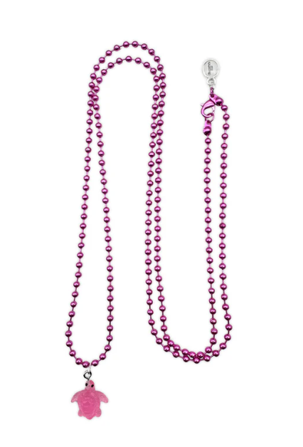 Kugelkette MetallicPink mit fluoreszierender Schildkröte aus Acryl - Escapulario (Kopie)