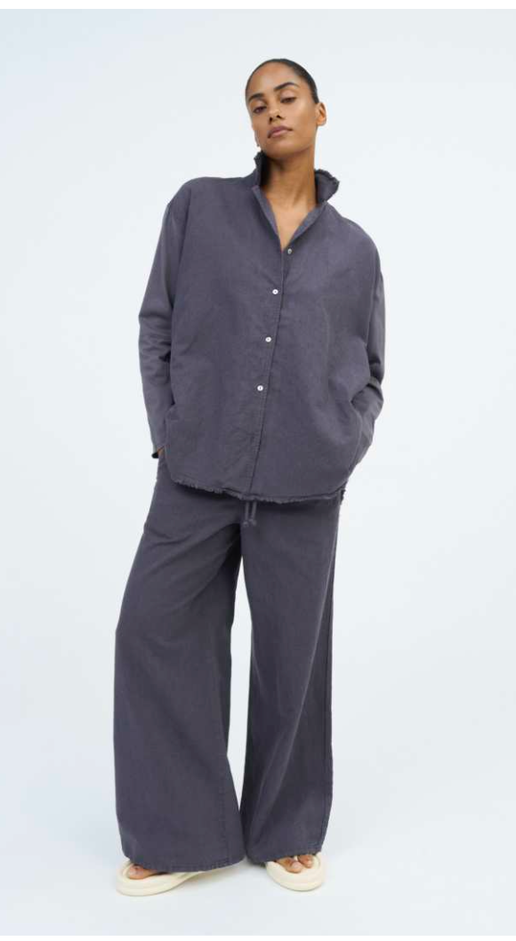 Cotton linen pants steel blue- 10DAYS
